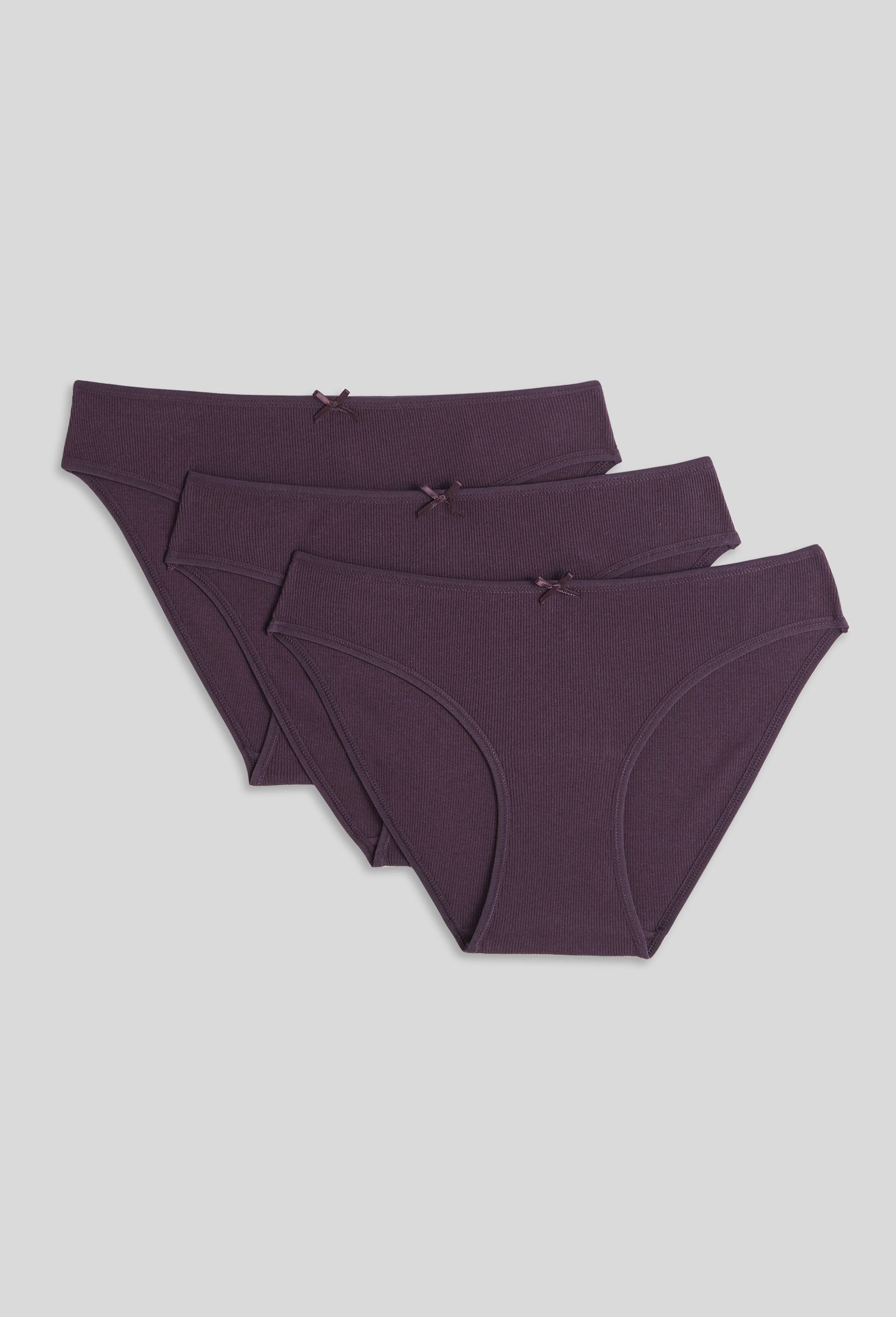 Lot de 3 culottes côtelées CAMELIA en coton BIO GOTS, Violet foncé, large image number 1