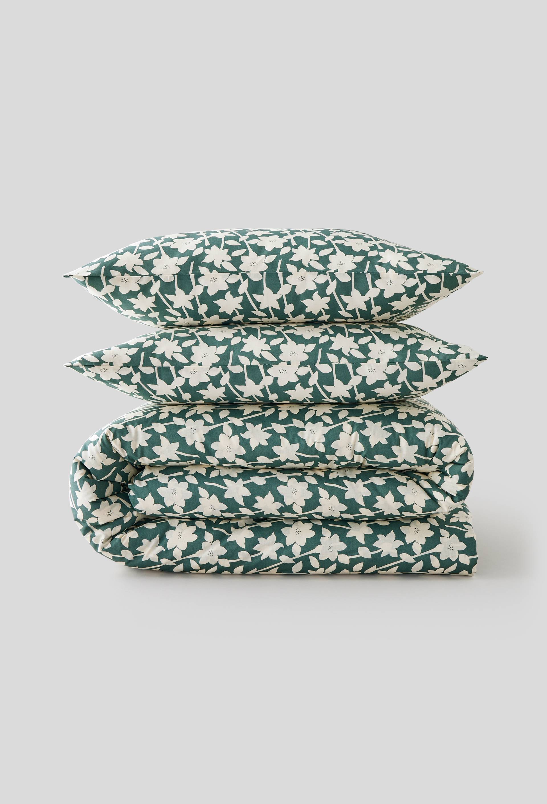 LOT HOUSSE DE COUETTE 240 ET 2 TAIES D OREILLER PRINT GIULIA 240 x 220 cm, Vert foncé, large image number 0