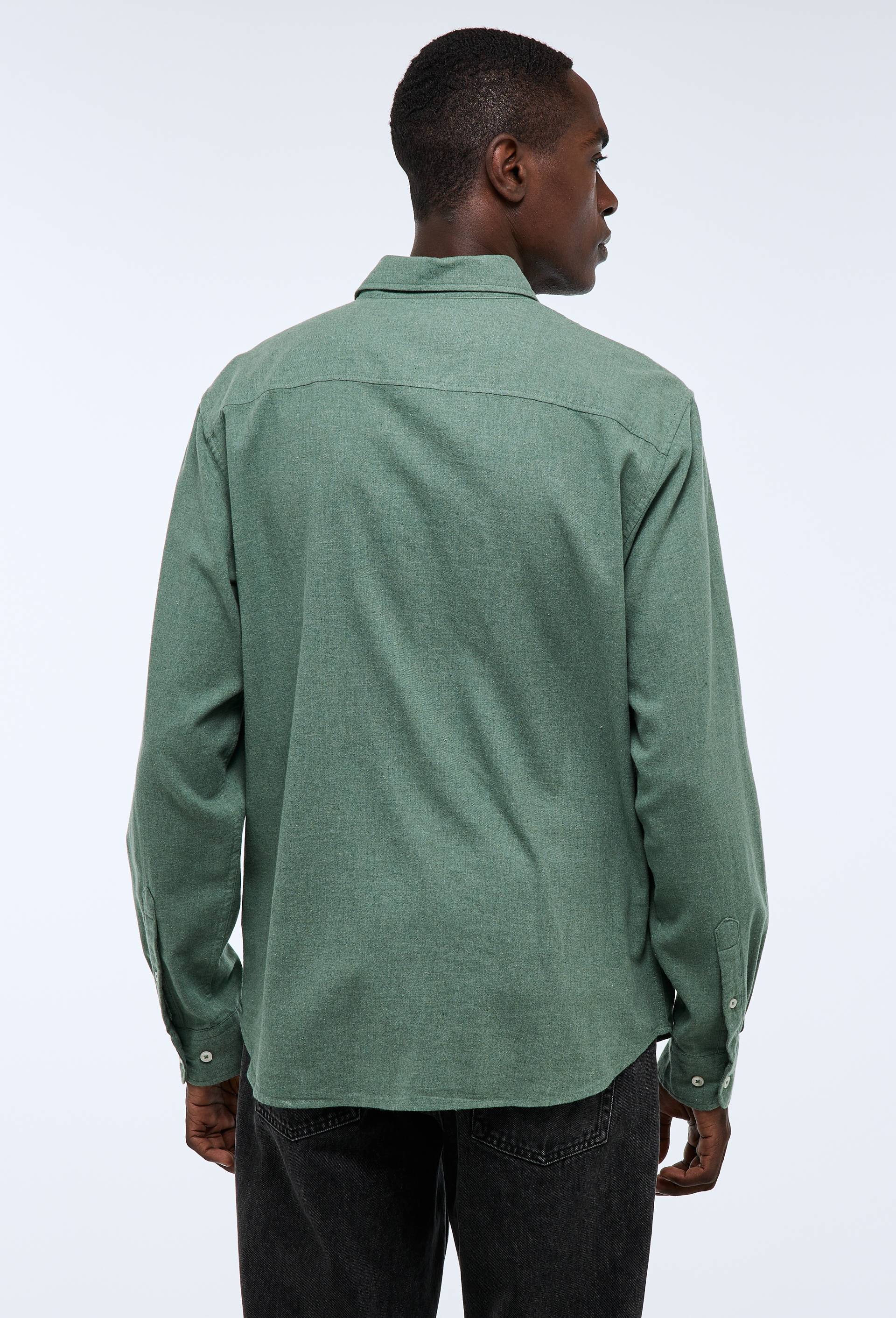 Chemise manches longues en flanelle de coton BIO GOTS, Vert, large image number 1.0