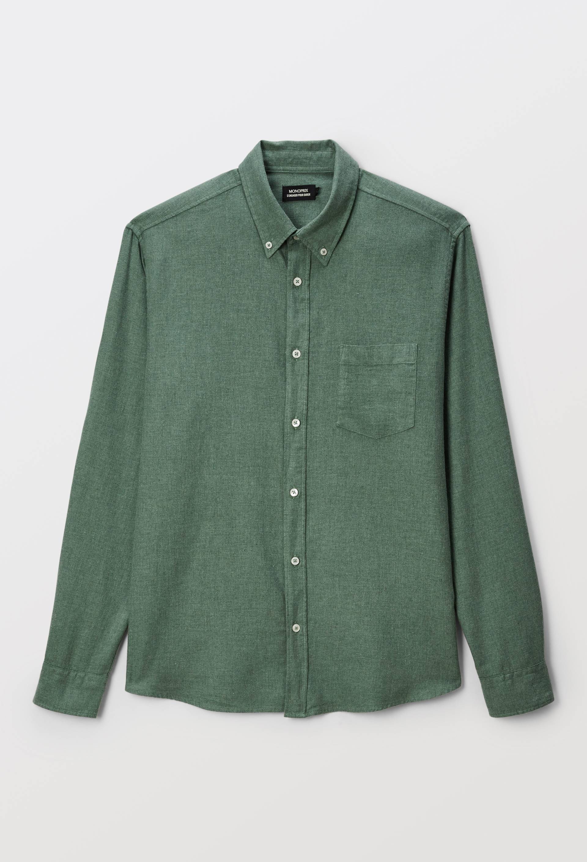 Chemise manches longues en flanelle de coton BIO GOTS, Vert, large image number 2.0