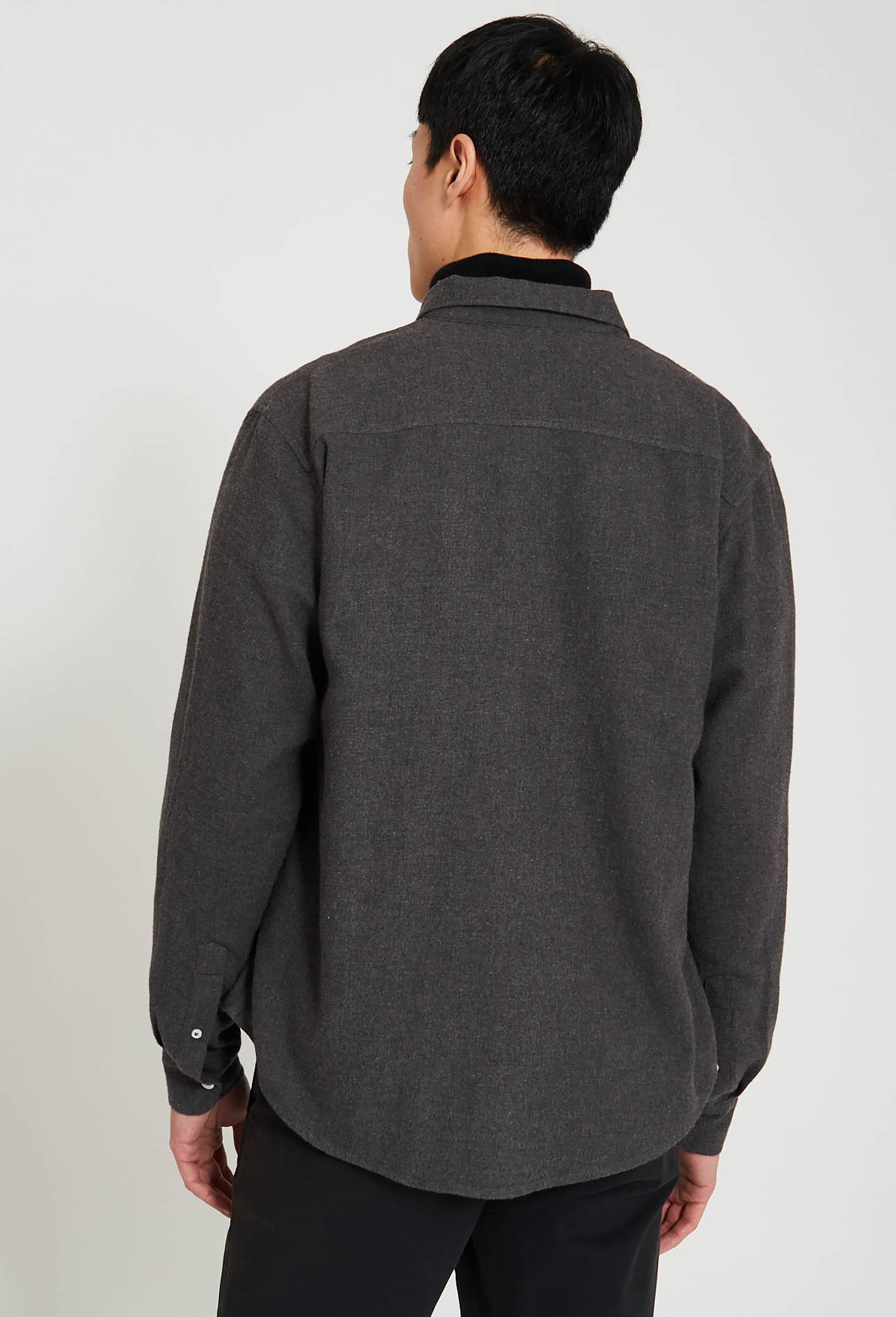Chemise manches longues en flanelle de coton BIO GOTS, Gris foncé, large image number 1.0