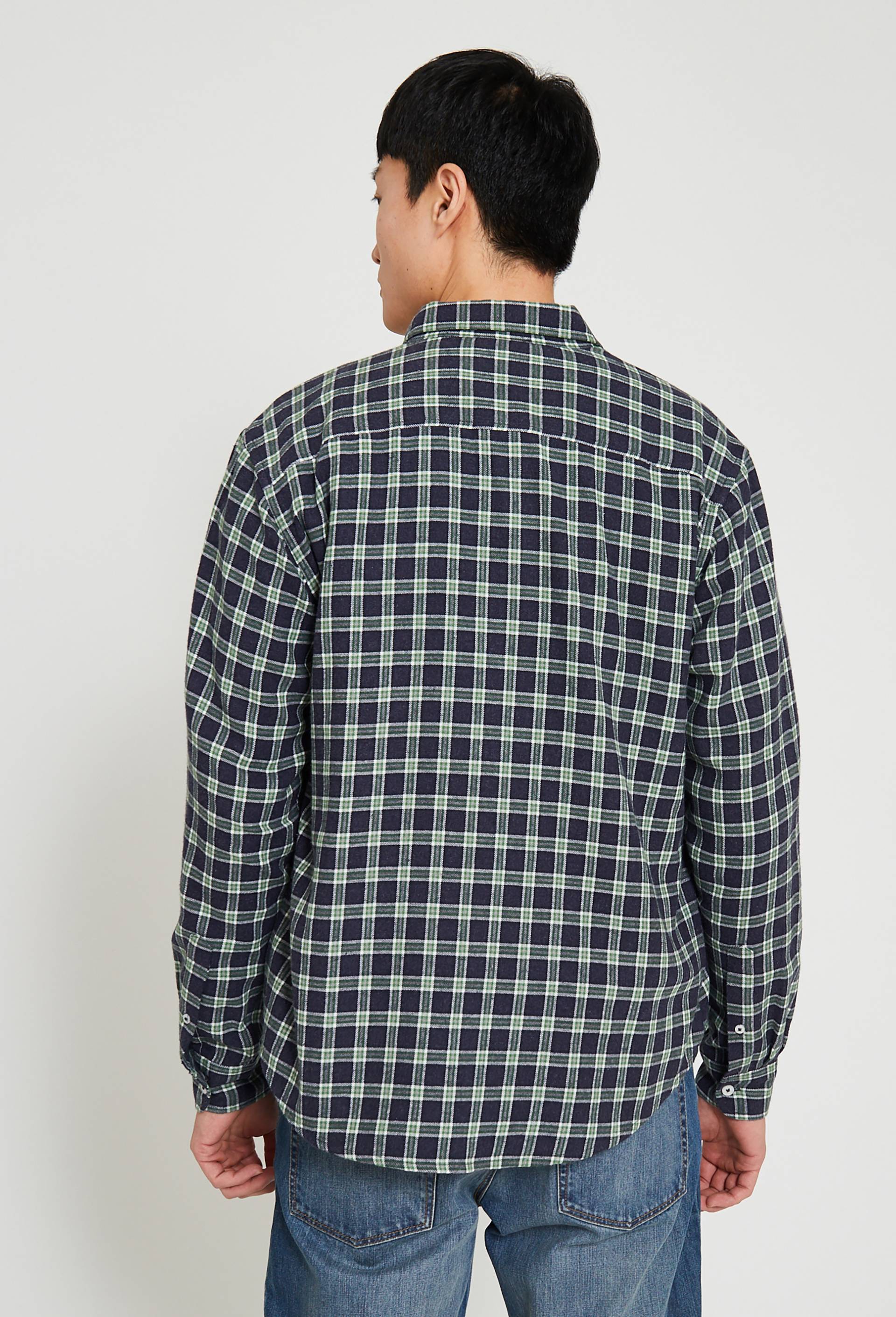 Chemise manches longues à carreaux en flanelle de coton BIO GOTS, Bleu foncé, large image number 1.0