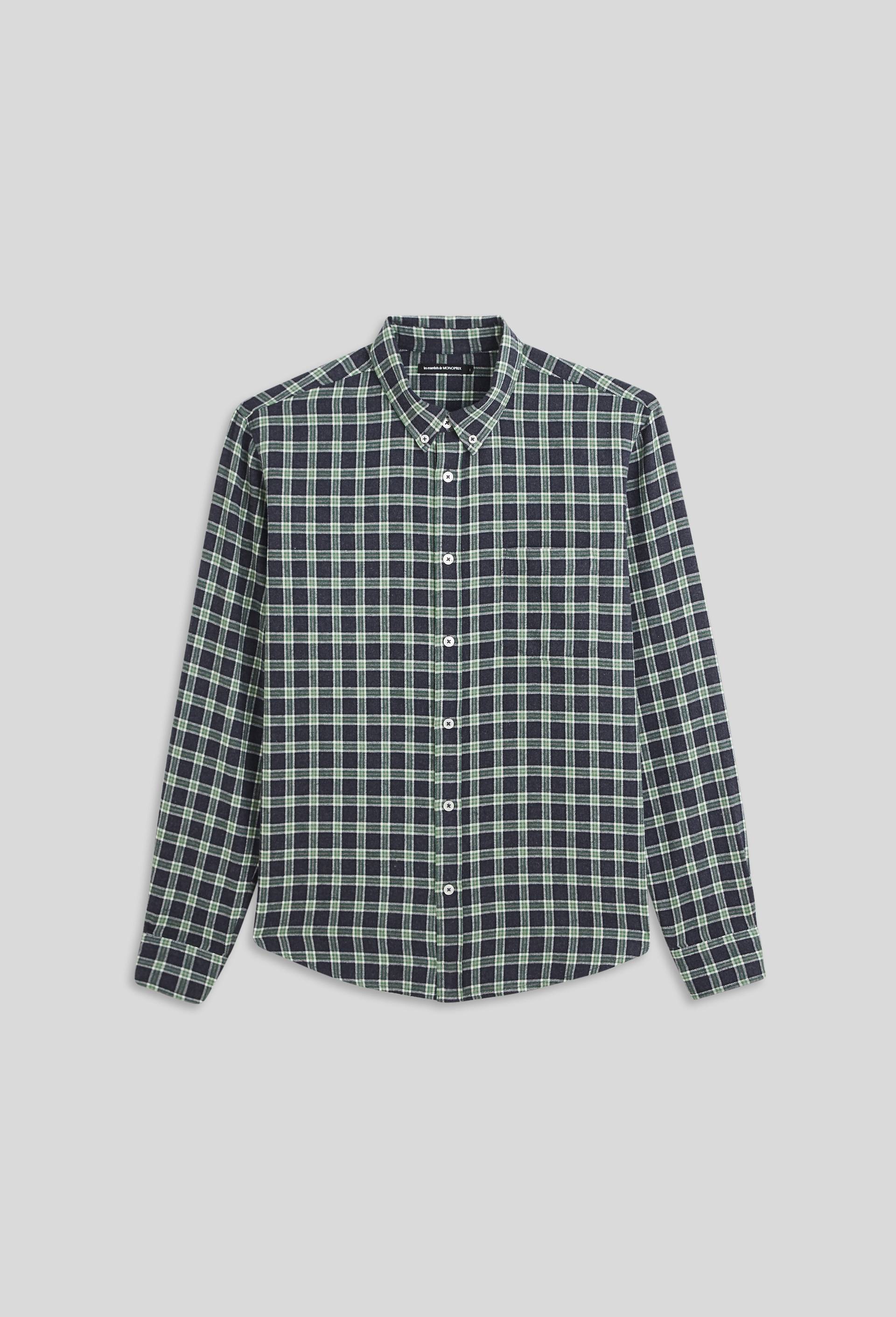 Chemise manches longues à carreaux en flanelle de coton BIO GOTS, Bleu foncé, large image number 2.0