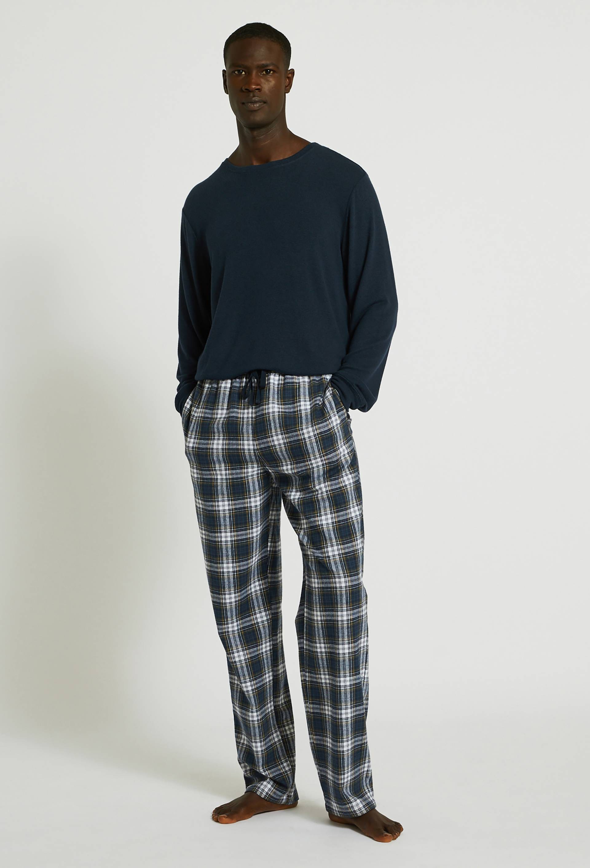 Pyjama En Flanelle Pour Homme, Vêtement De Nuit Chaud, épais, à