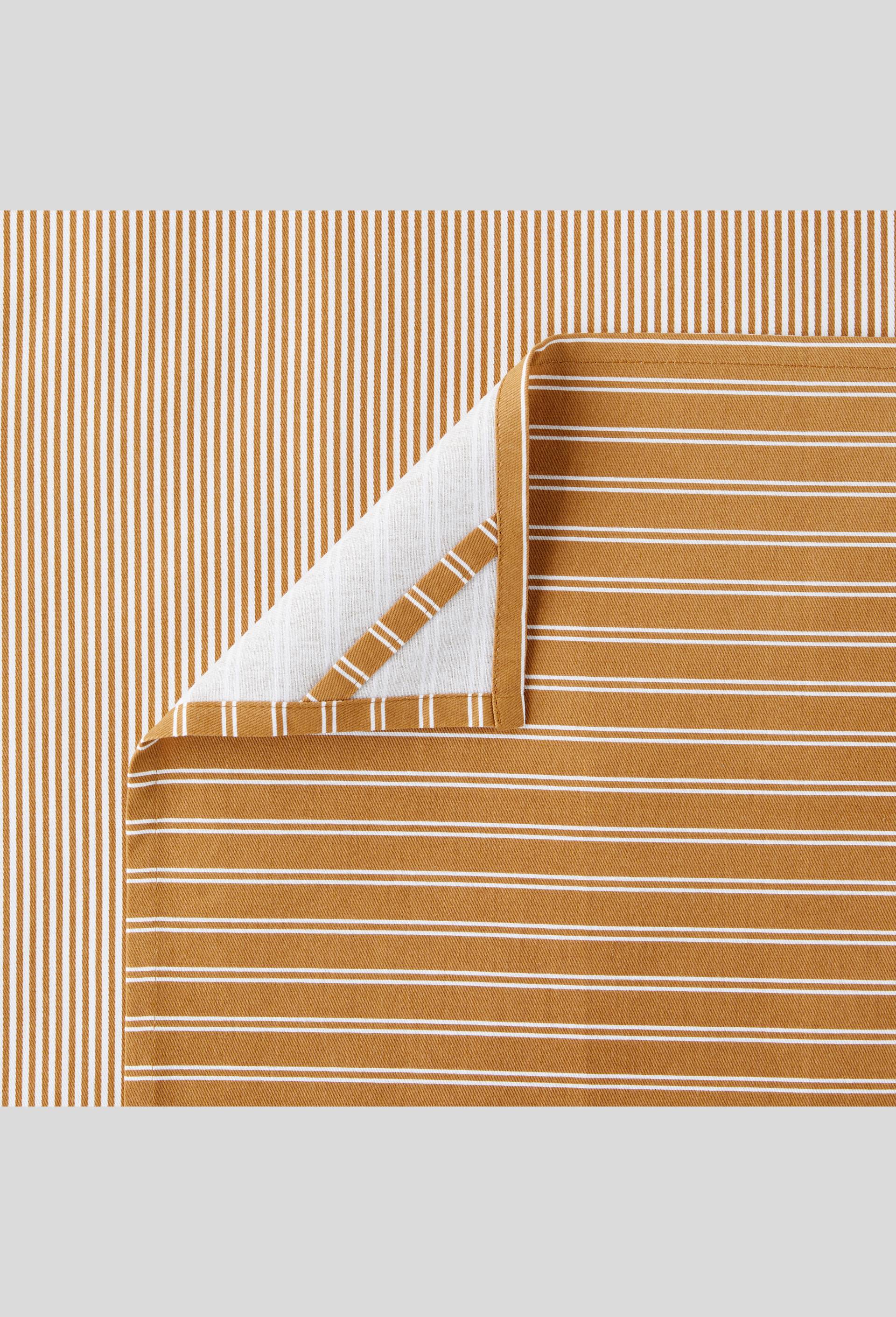 SET DE 2 TORCHONS PRINTE RAYE ET MATELAS ALEZAN 50x70cm Coton bio, Brun clair, large image number 1