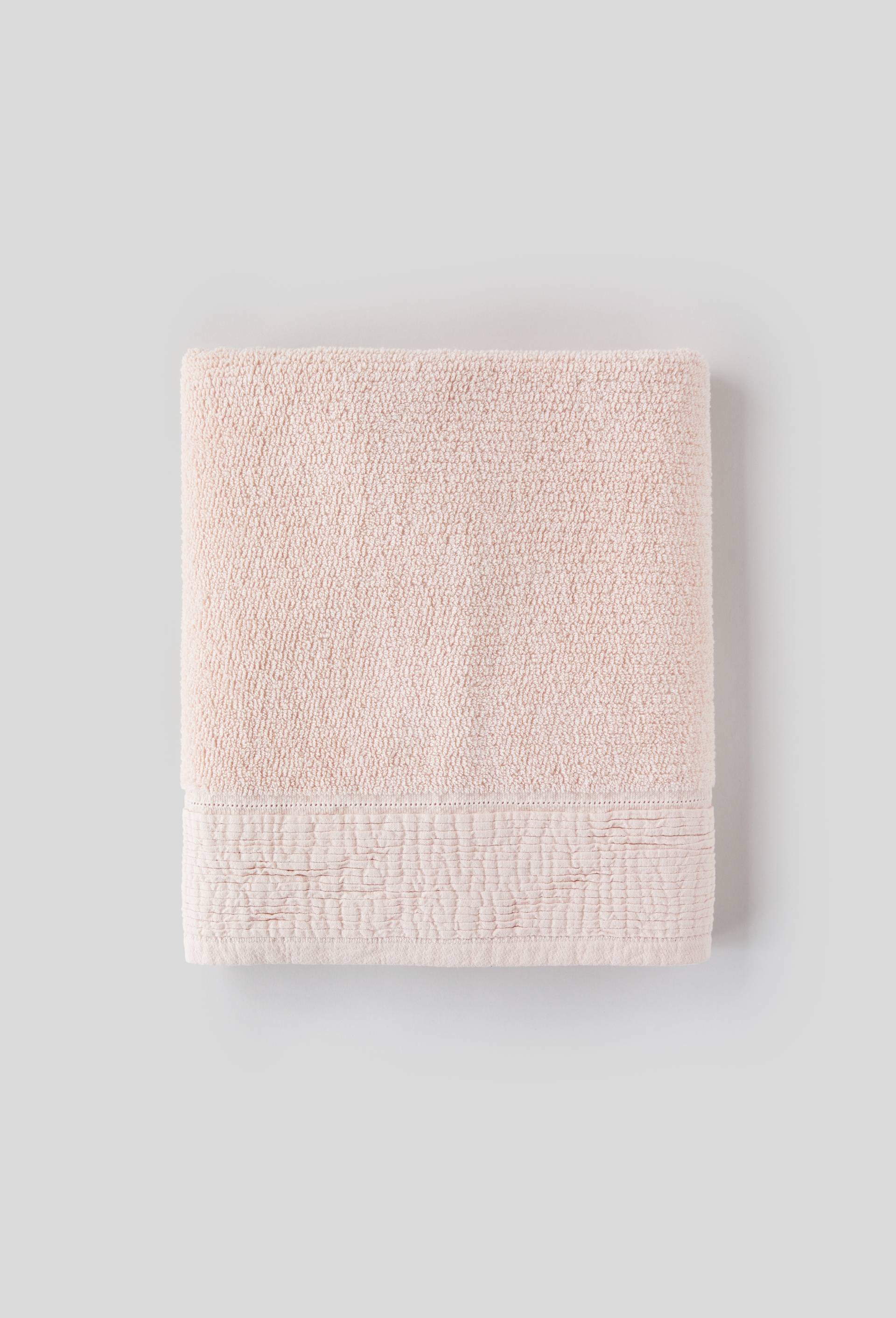 Drap de Bain  liteau multiplis Coloris POUDRE  70x140cm Coton bio, Rose clair, large image number 0.0