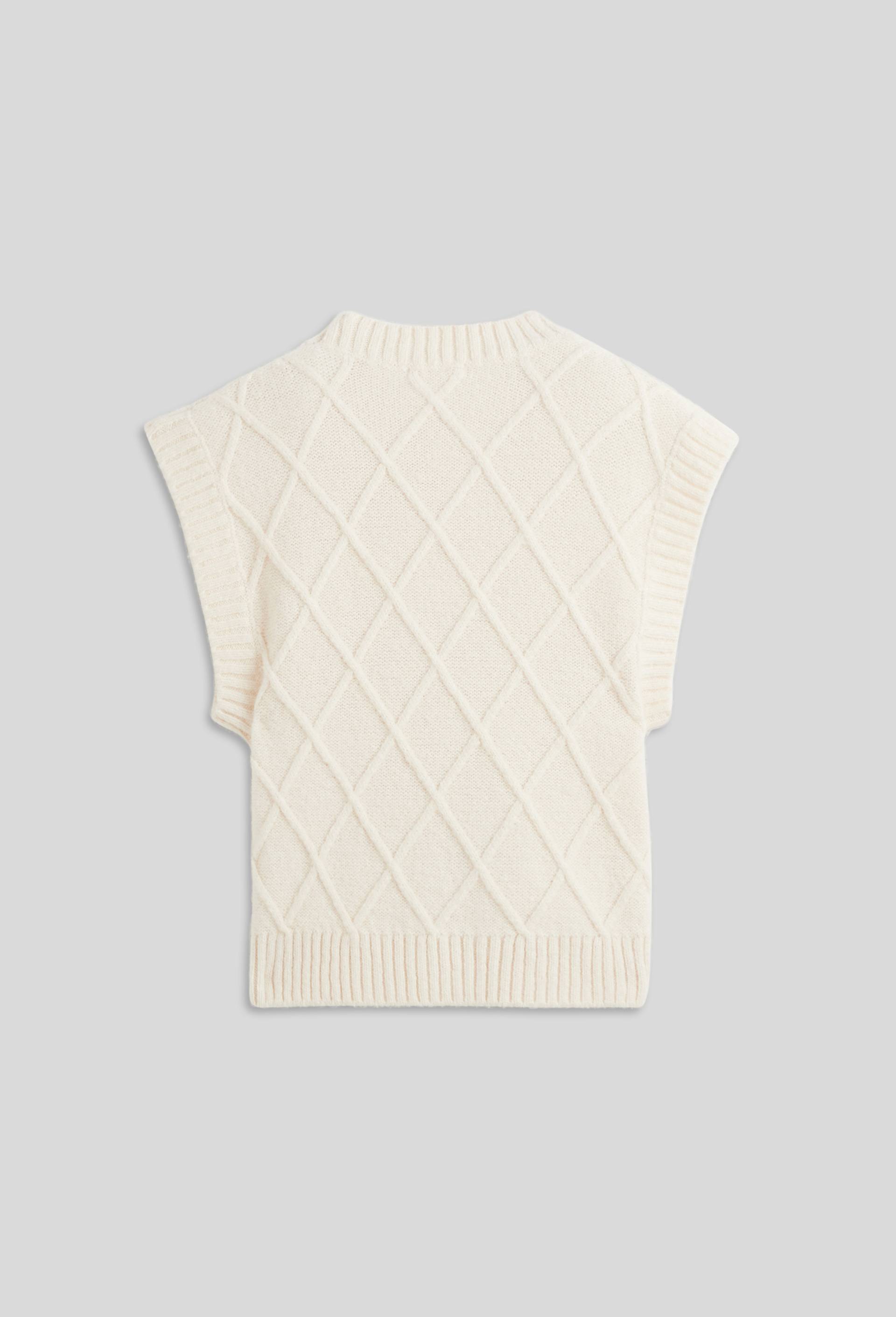 Pull sans manches motif losanges, Oekotex, Ecru, large image number 2