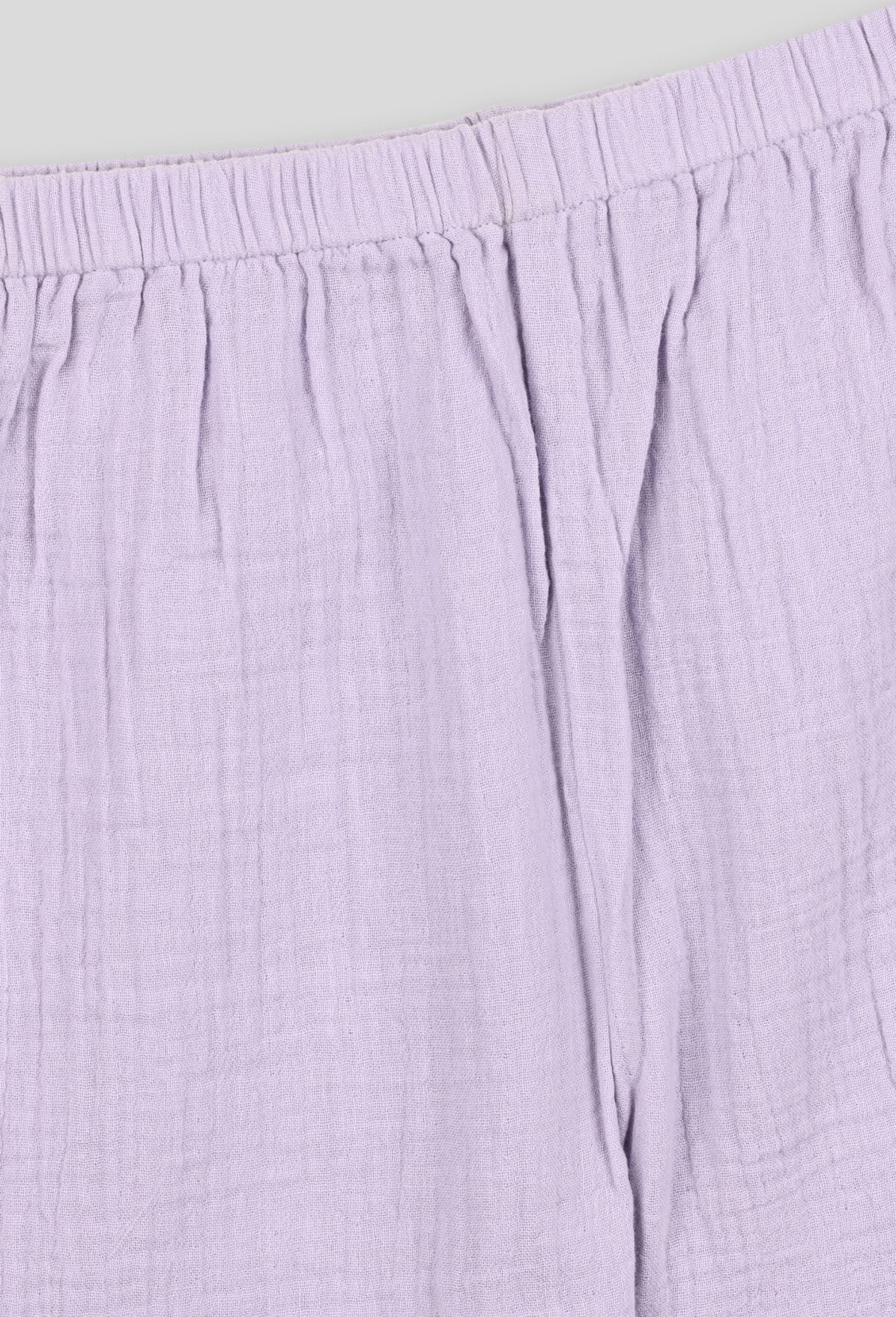 Pyjama long uni en gaze, BIO, Violet clair, large image number 2.0