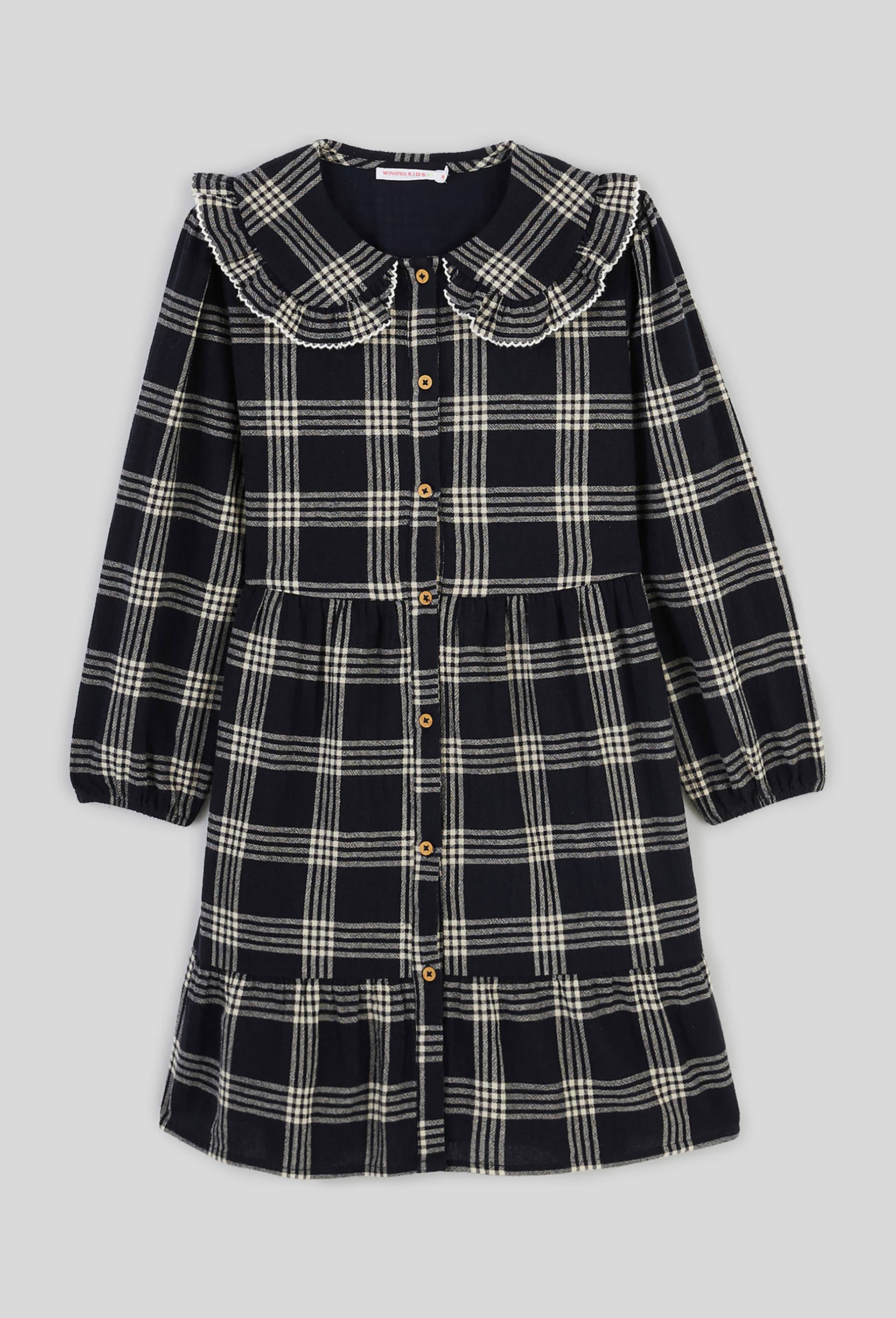 Robe à Carreaux en coton BIO et Oeko-Tex, Bleu foncé, large image number 0