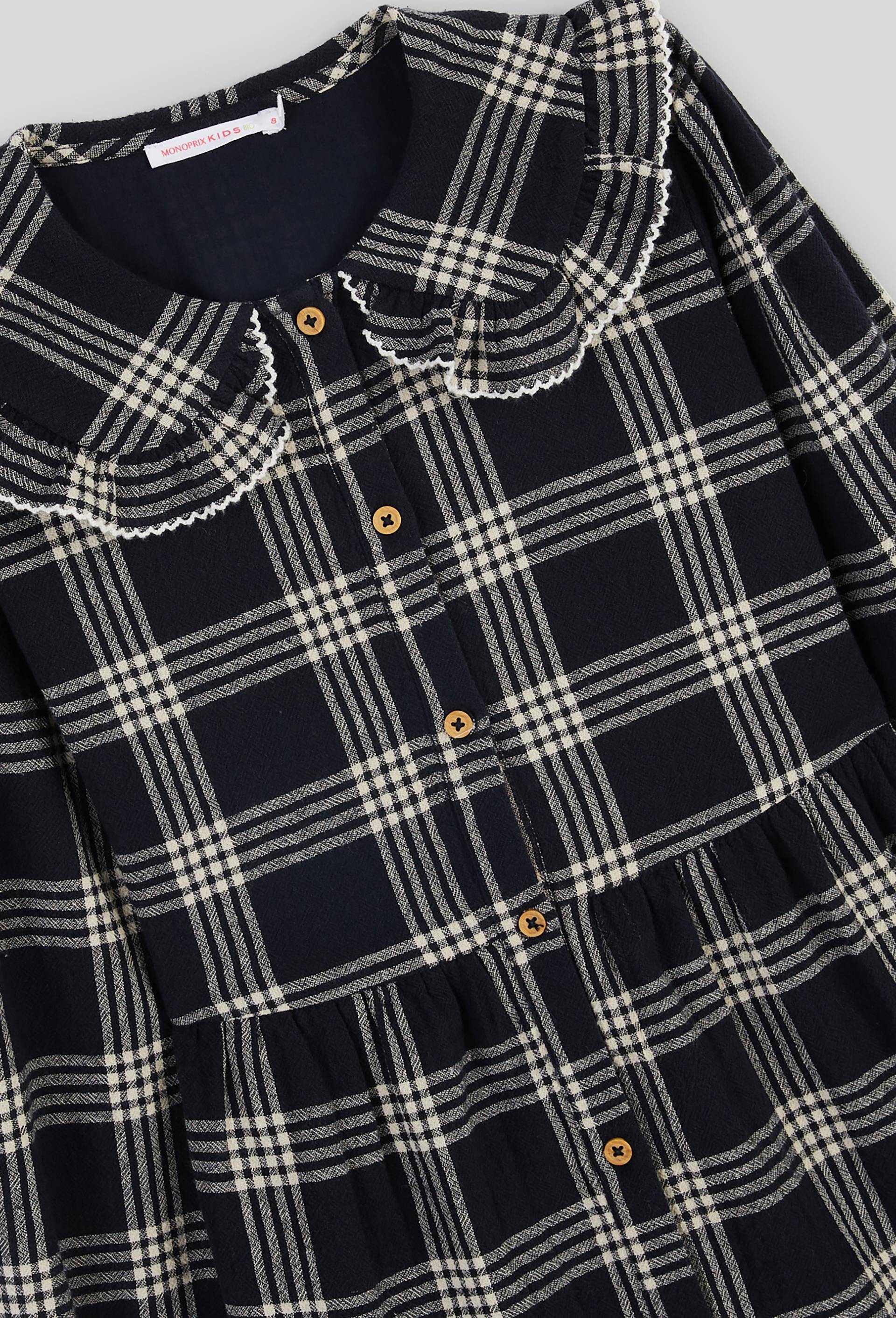 Robe à Carreaux en coton BIO et Oeko-Tex, Bleu foncé, large image number 2