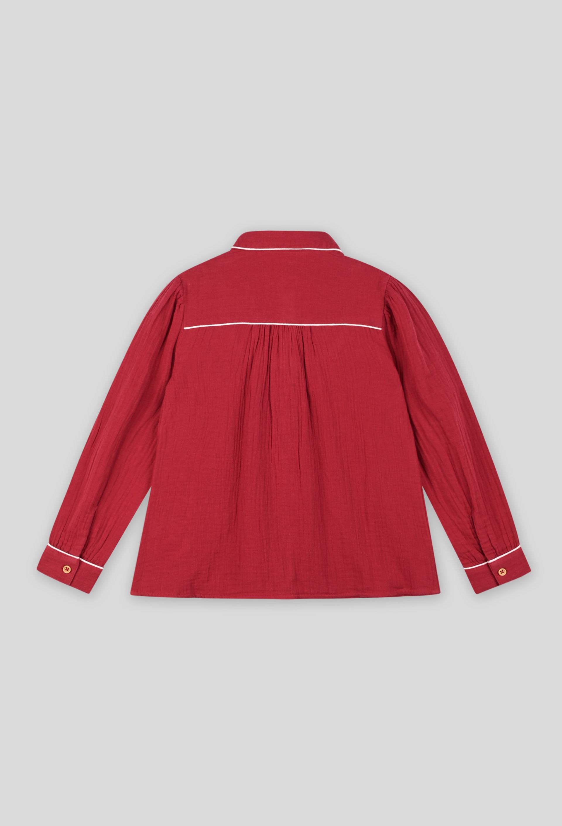 Chemise en gaze de coton Bio et Oeko-Tex, Rouge foncé, large image number 1
