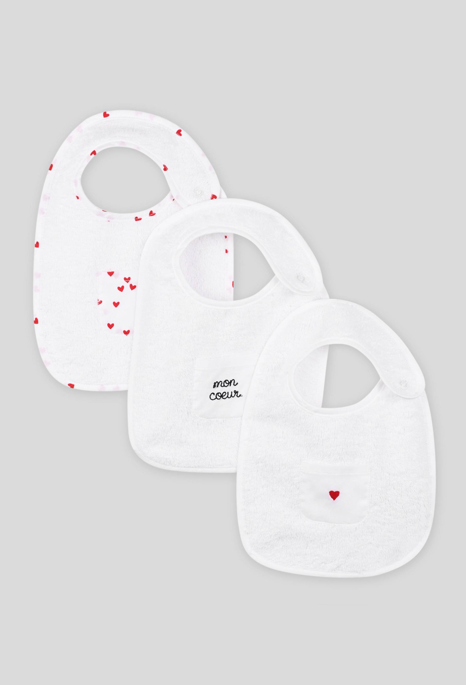 Lot de 3 bavoirs, Coton BIO, Oeko-Tex, Blanc, large image number 0.0