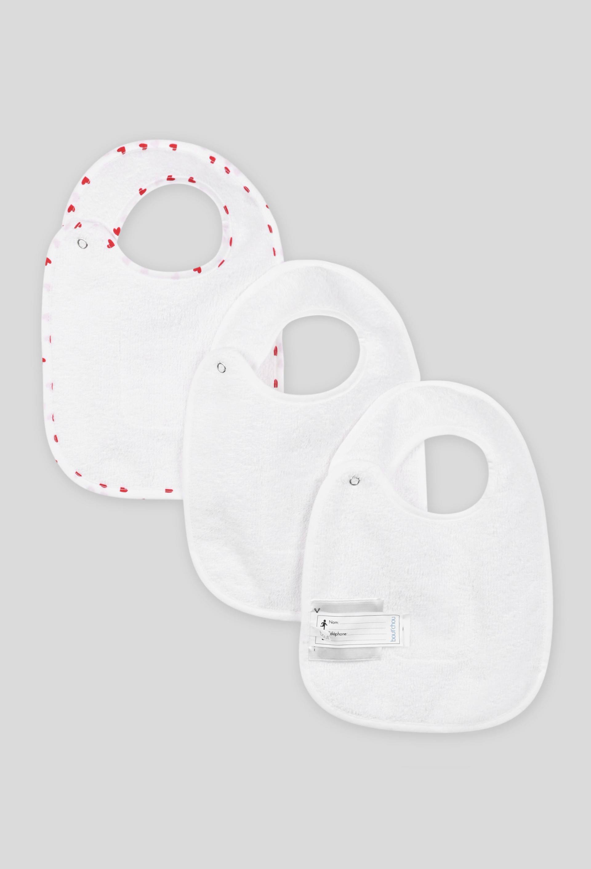 Lot de 3 bavoirs, Coton BIO, Oeko-Tex, Blanc, large image number 1.0