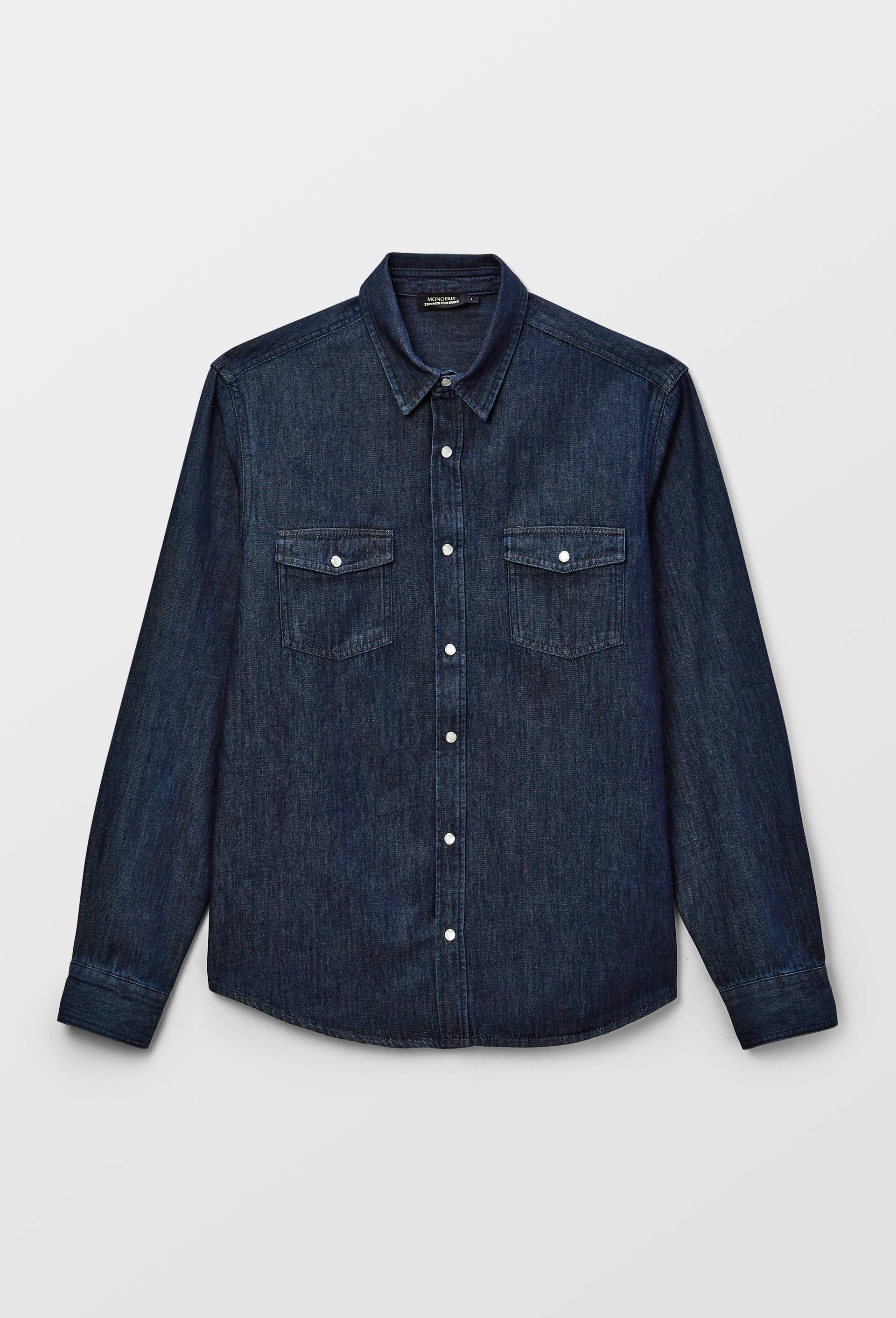 Chemise en jean en coton BIO GOTS, Bleu fonc&eacute;, large image number 4