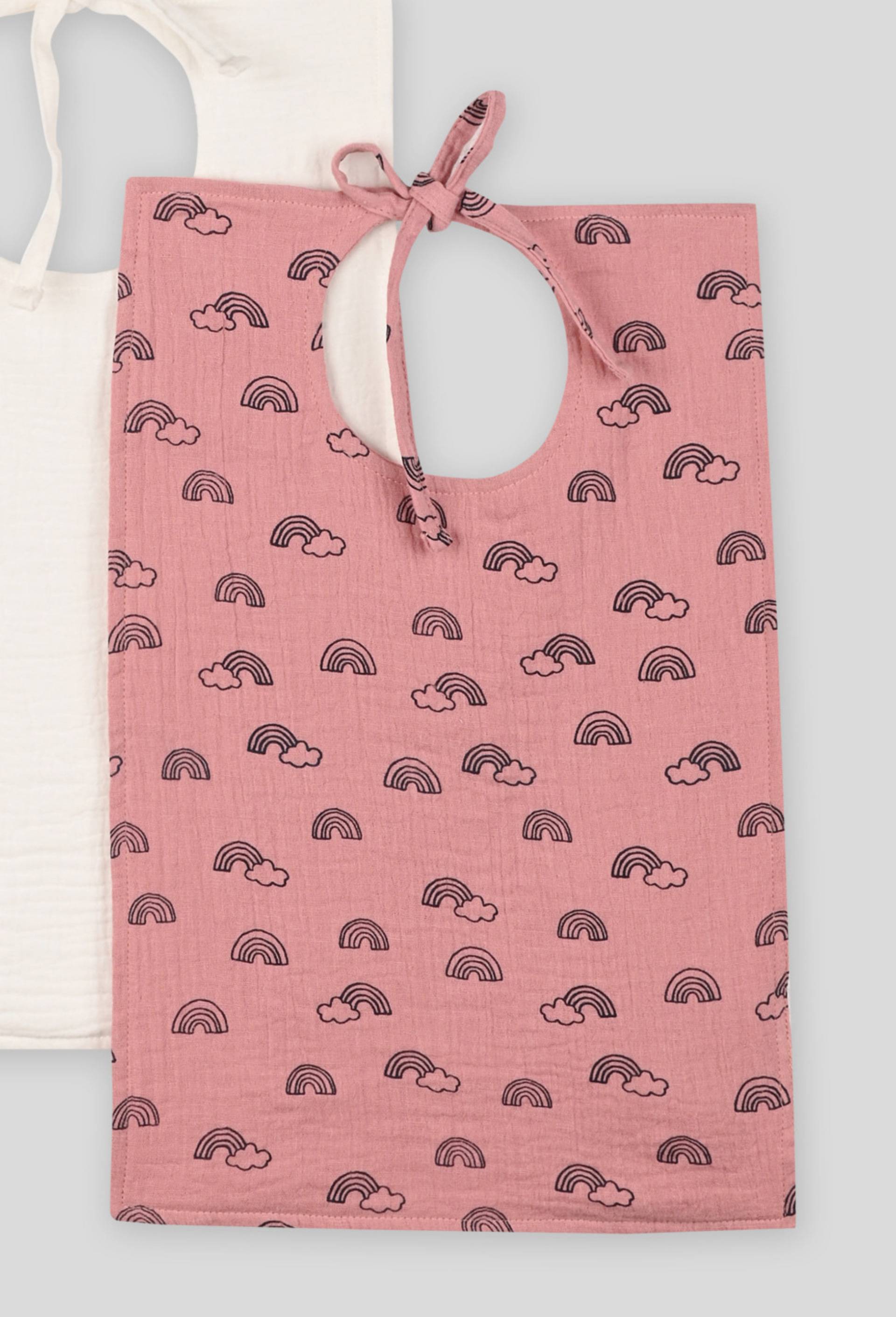 Lot de 2 bavoirs, Coton BIO, Oeko-Tex, Rose, large image number 0