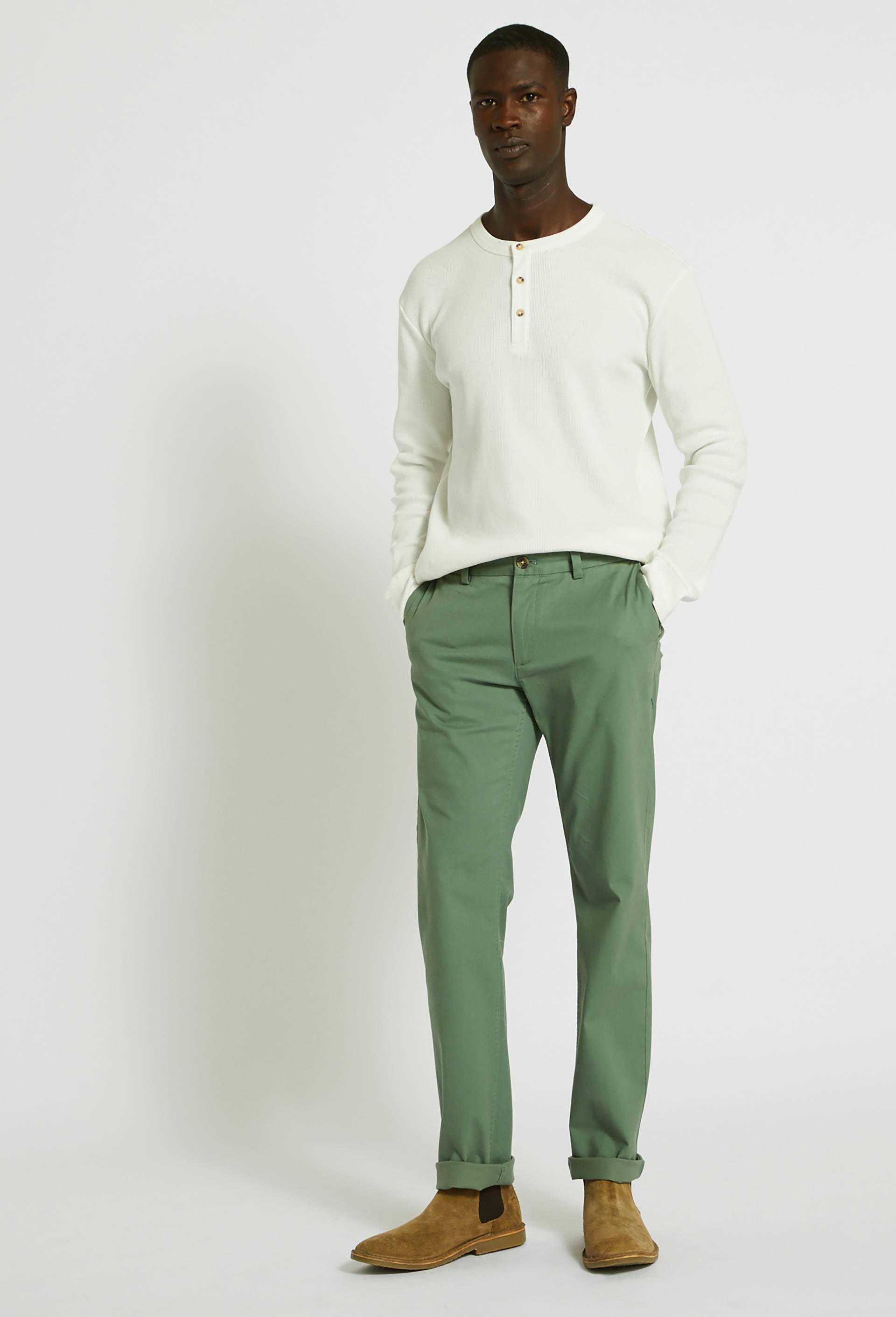 Pantalon chino straight en coton BIO, Vert, large image number 0