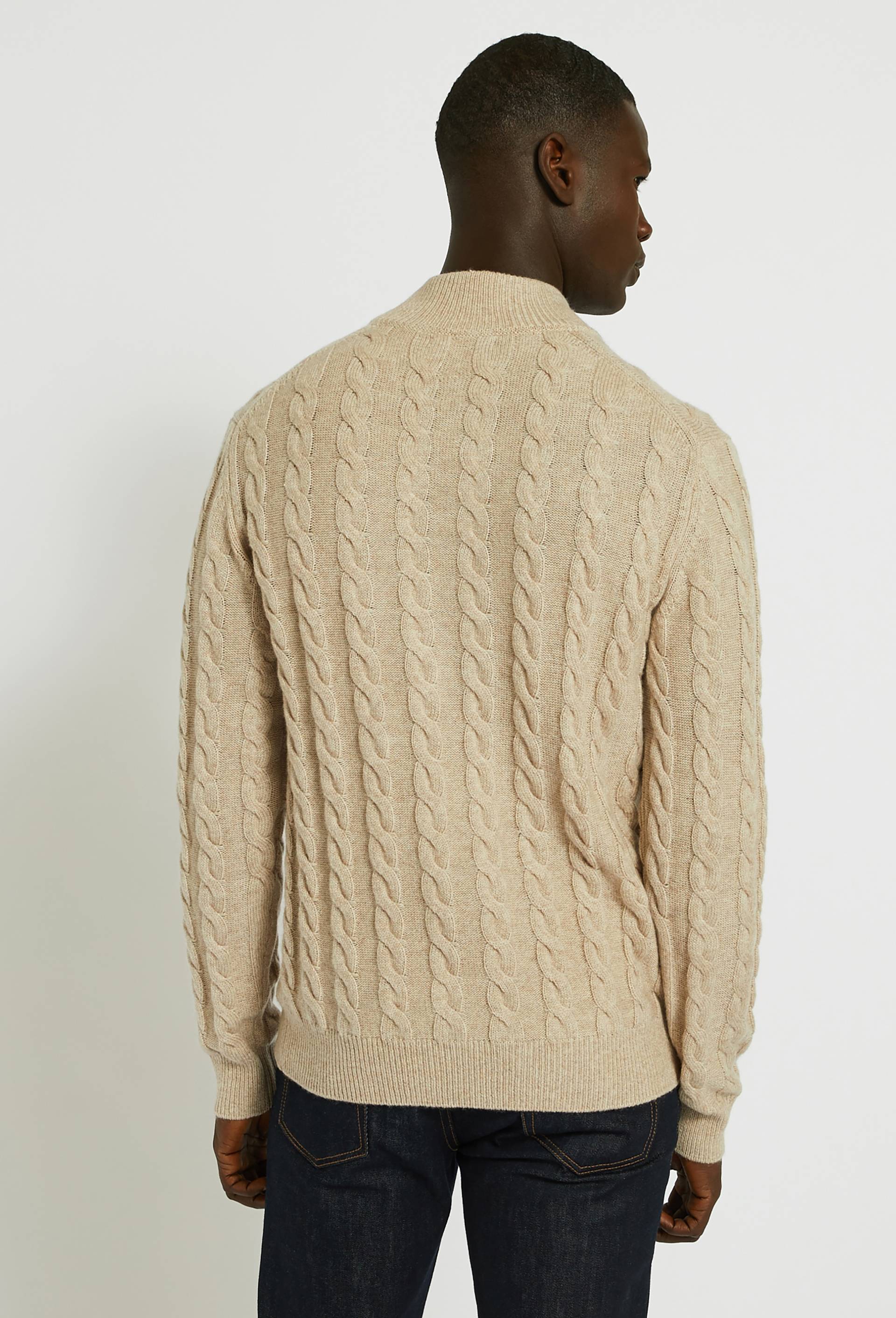 Pull col camionneur torsad&eacute; en m&eacute;lange laine cachemire, Oeko-tex, Beige, large image number 1.0