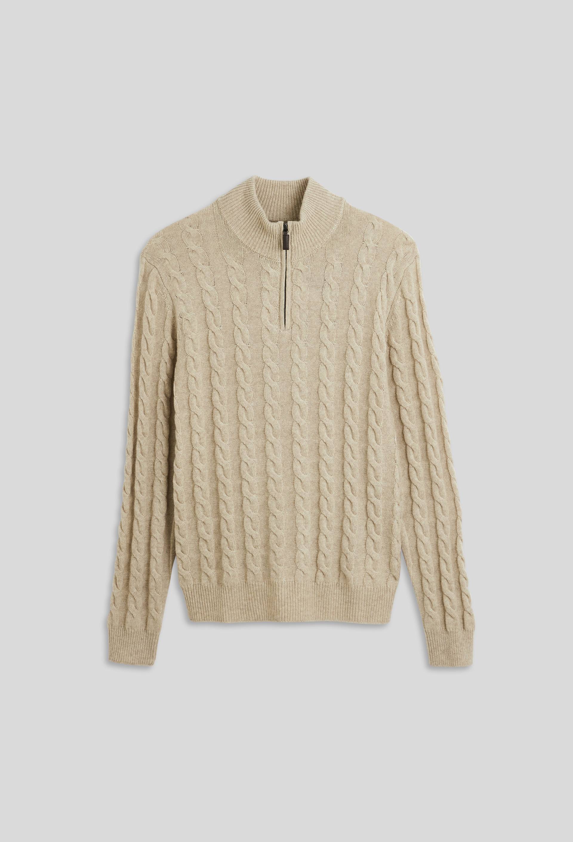 Pull col camionneur torsad&eacute; en m&eacute;lange laine cachemire, Oeko-tex, Beige, large image number 2