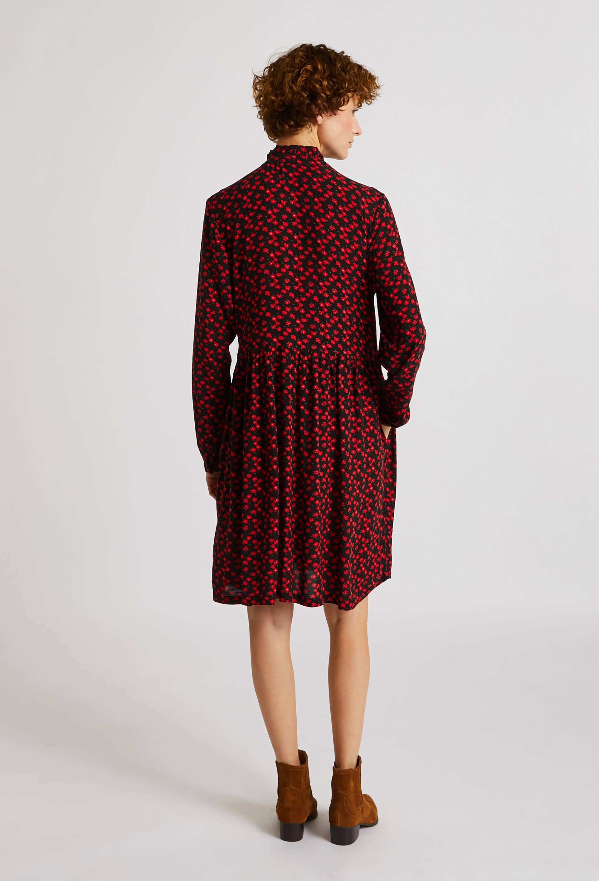 Robe midi imprimée, Noir, large image number 1