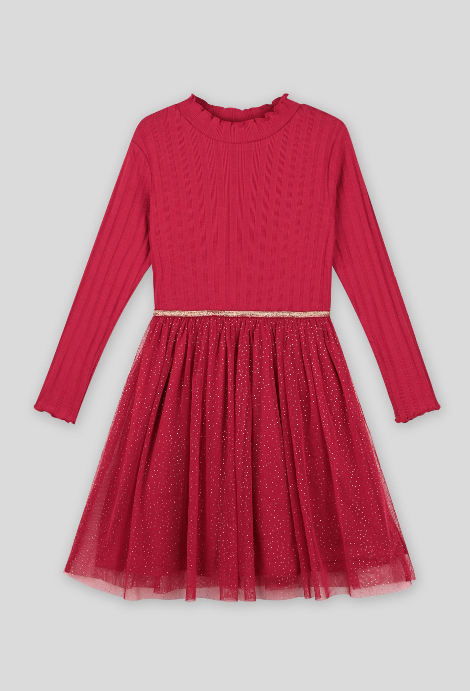 Robe en jersey et tulle, Rouge, large image number 0
