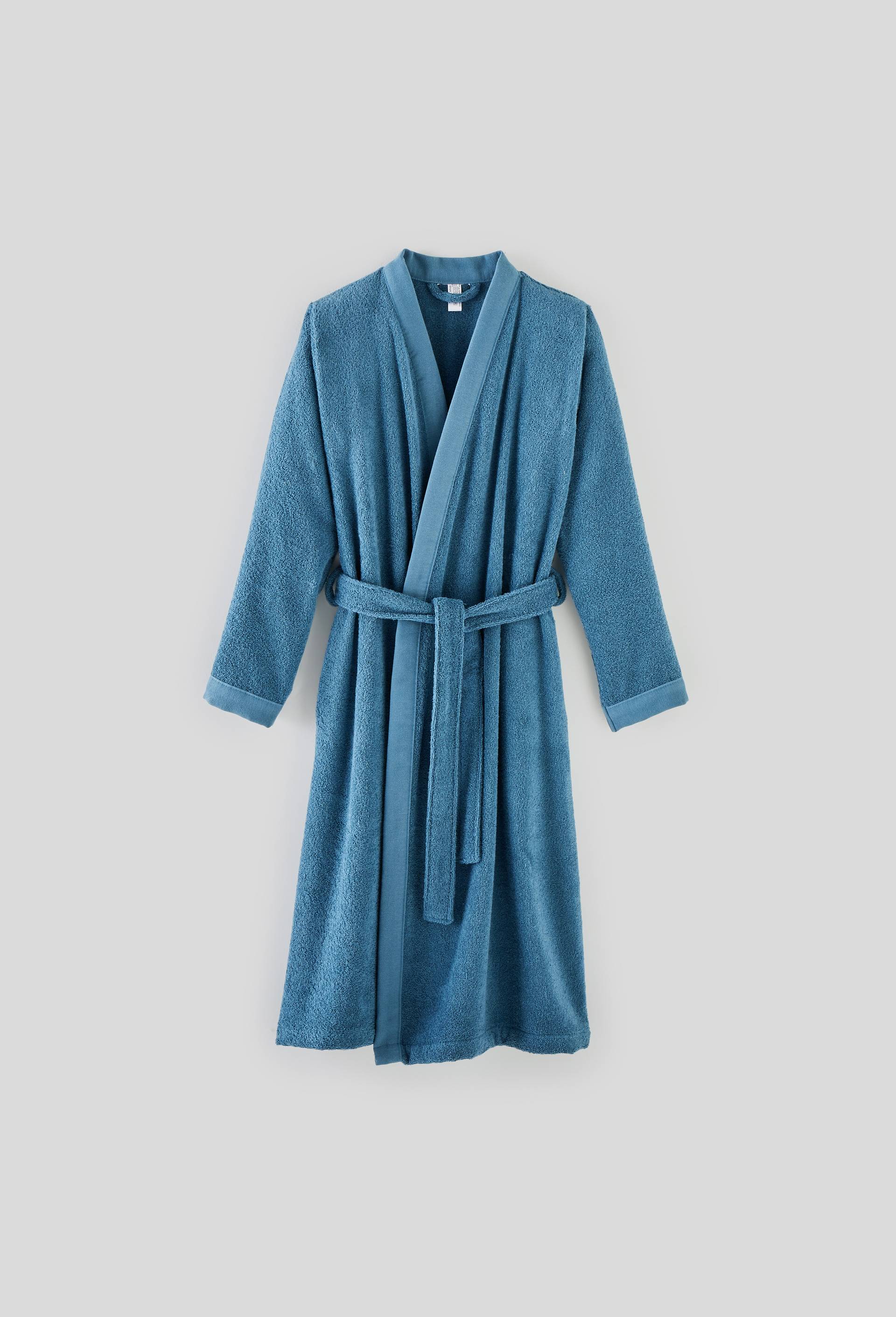 Peignoir, taille L, 100% coton bio, Bleu, large image number 0