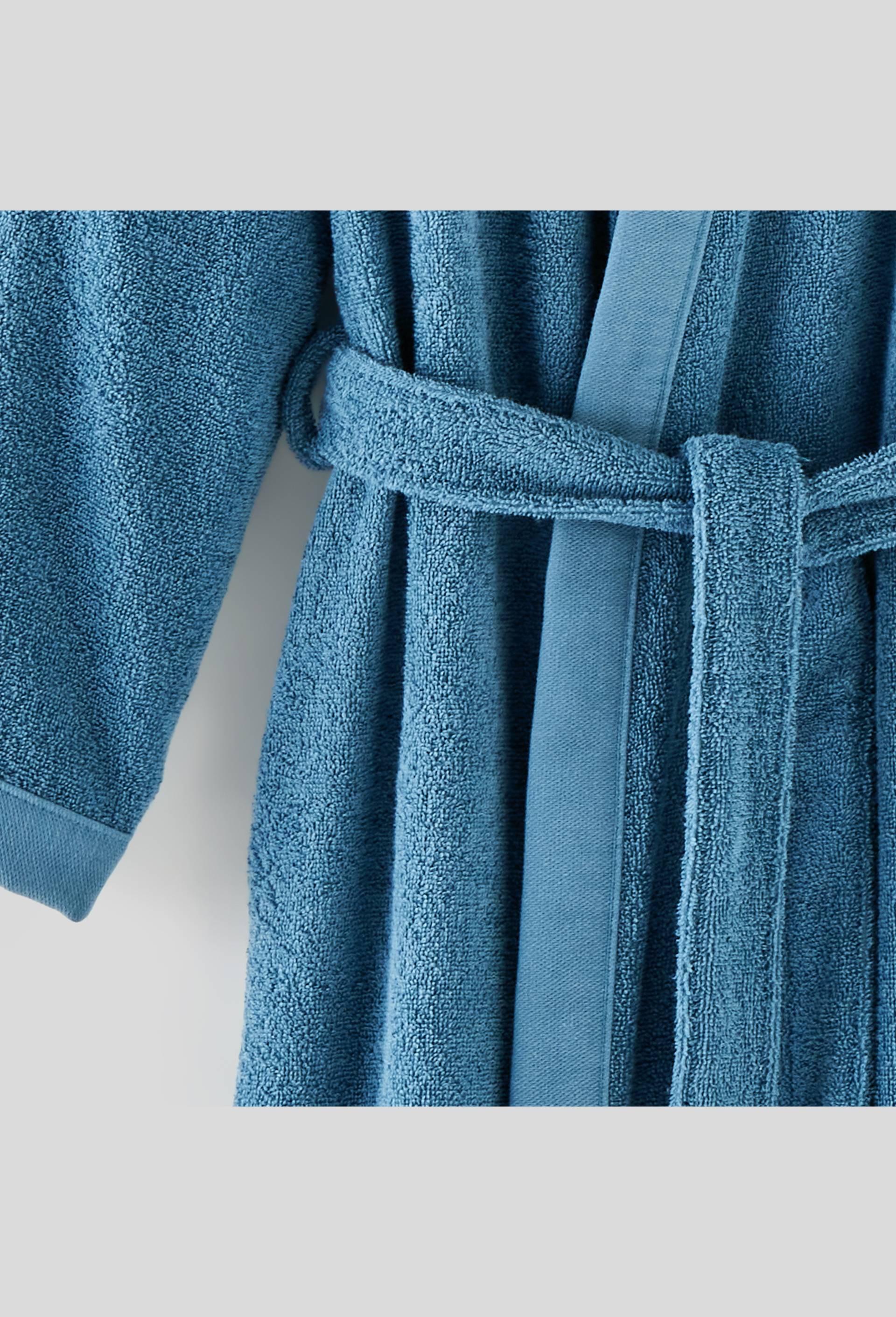 Peignoir, taille L, 100% coton bio, Bleu, large image number 1