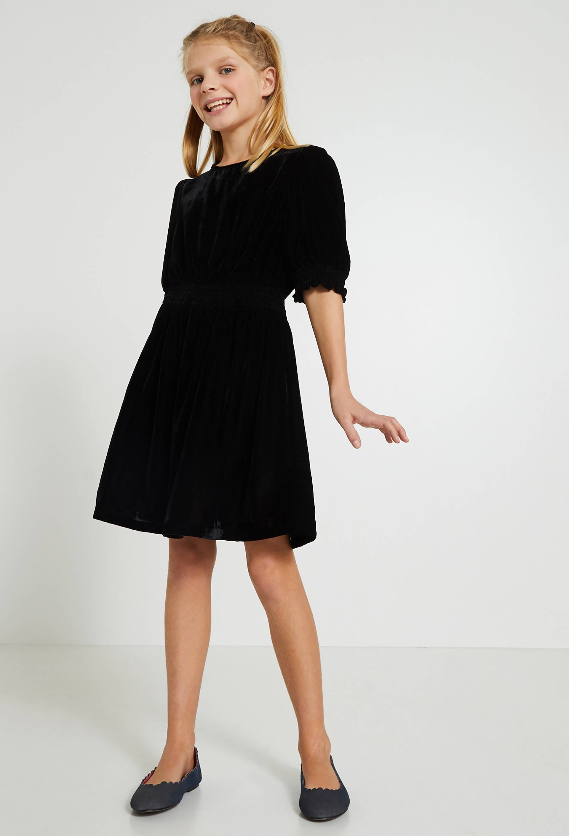 Robe midi en velours, Noir, large image number 0.0
