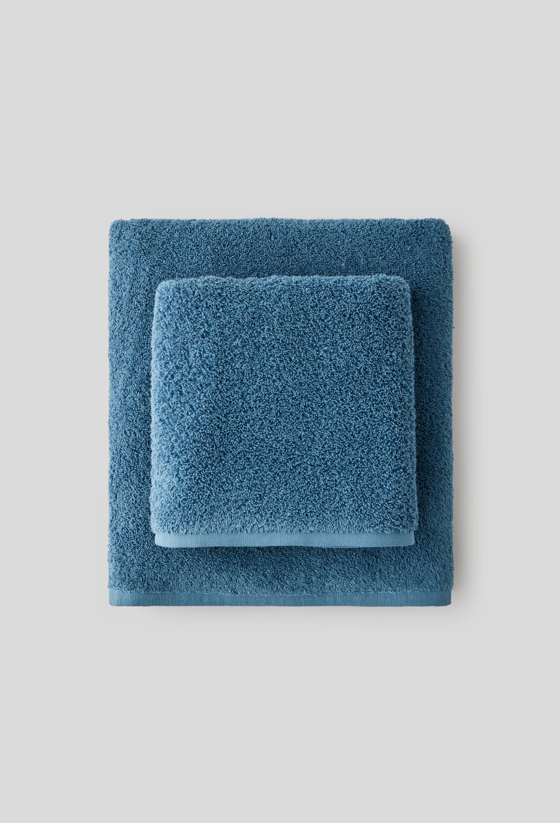 Lot de serviettes et drap de bain, 70x130cm et 50x90cm, 100% coton, oekotex, BLEU, large image number 0