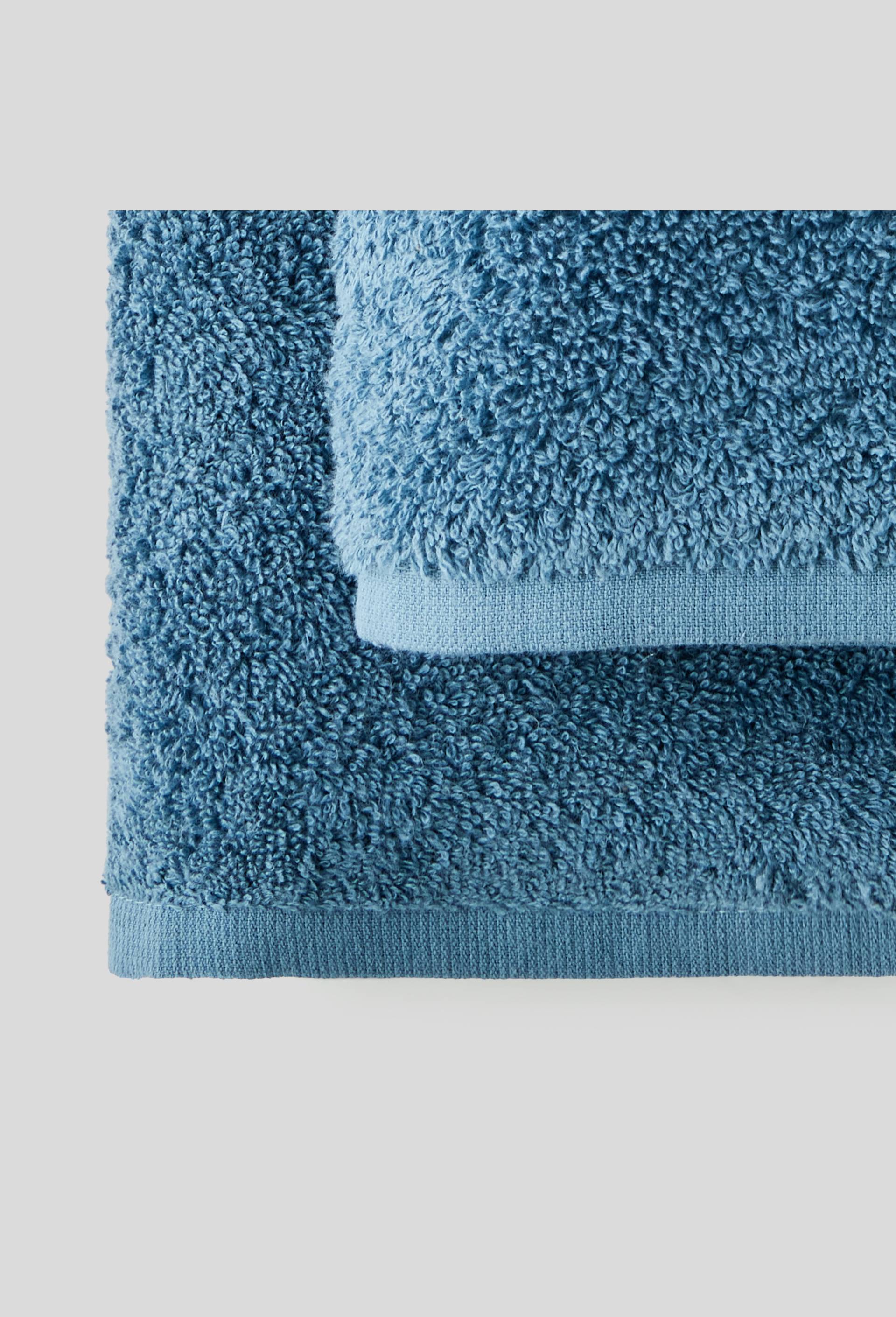 Lot de serviettes et drap de bain, 70x130cm et 50x90cm, 100% coton, oekotex, BLEU, large image number 1