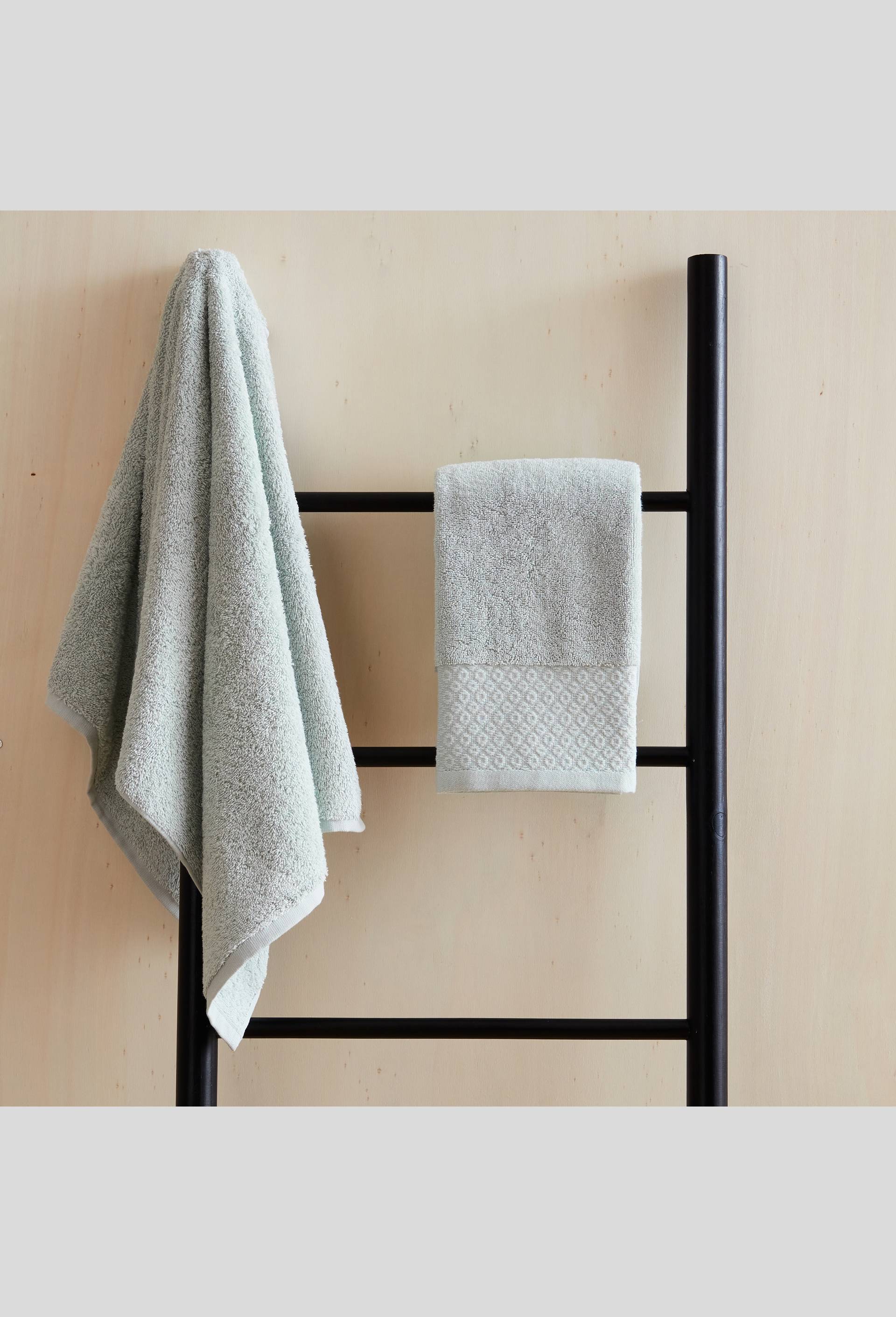 Lot de serviettes et drap de bain, 70x130cm et 50x90cm, 100% coton bio, oekotex, Vert, large image number 2