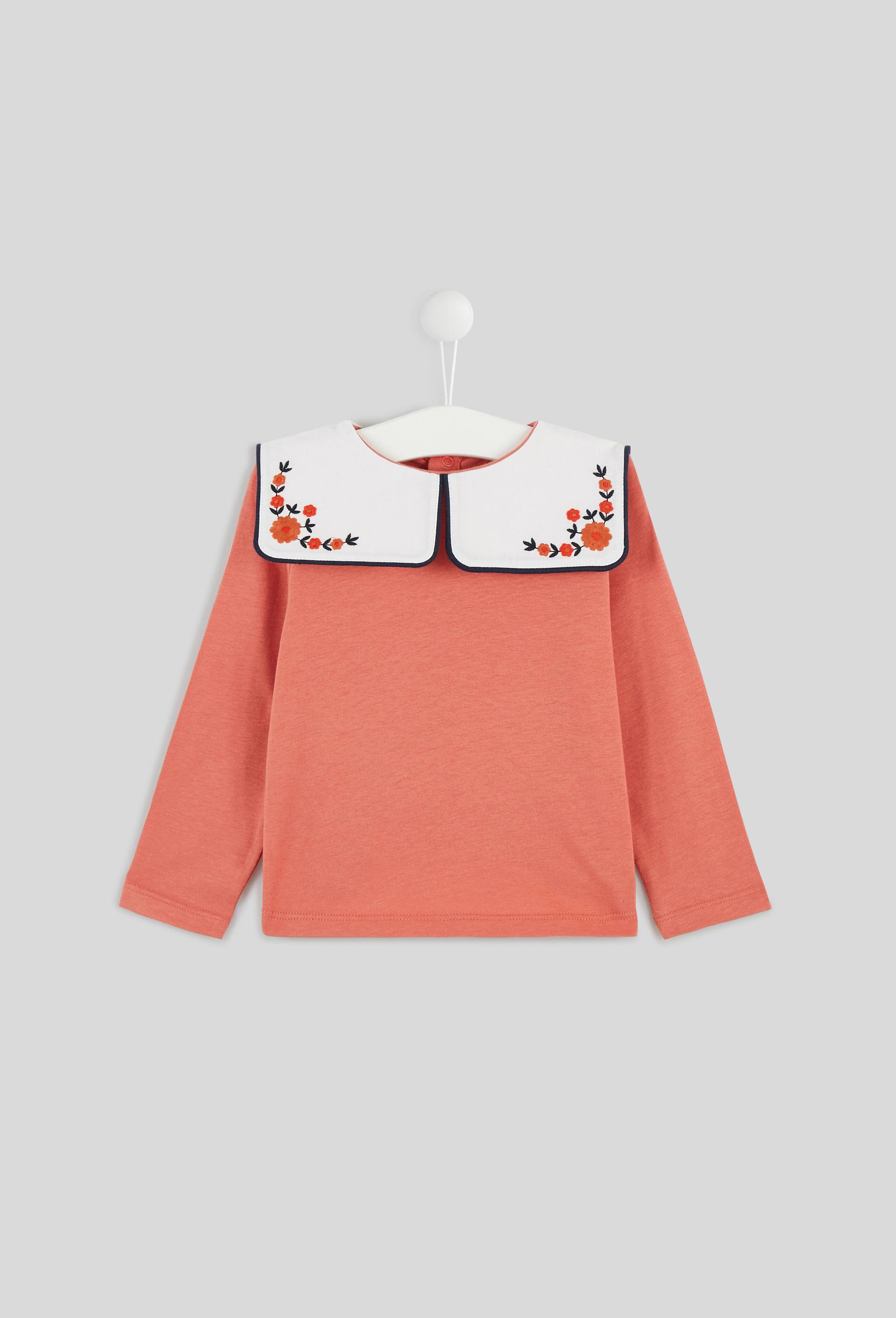 Blouse à col brodé en coton BIO, Oeko-Tex, Orange foncé, large image number 0.0