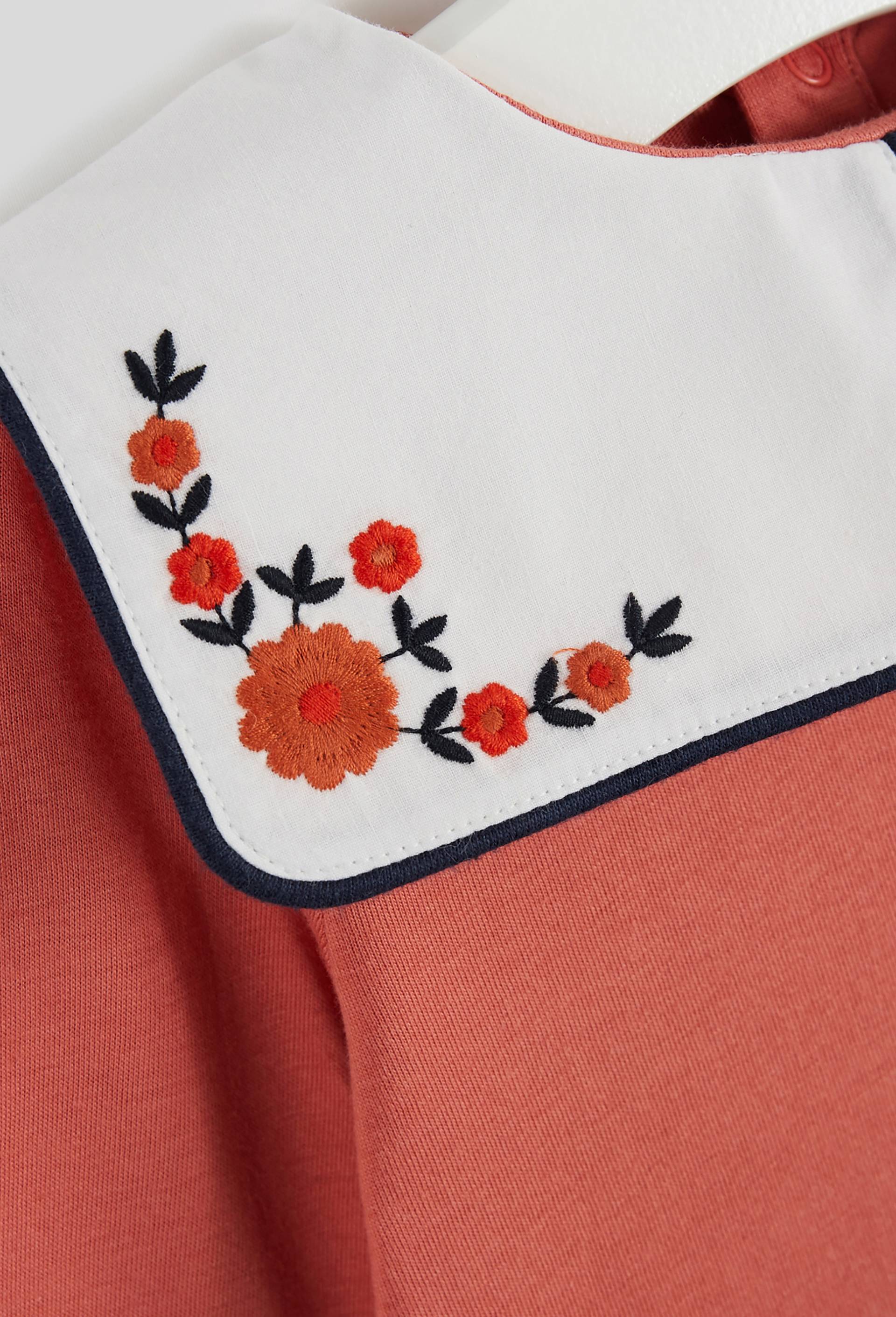 Blouse à col brodé en coton BIO, Oeko-Tex, Orange foncé, large image number 2.0