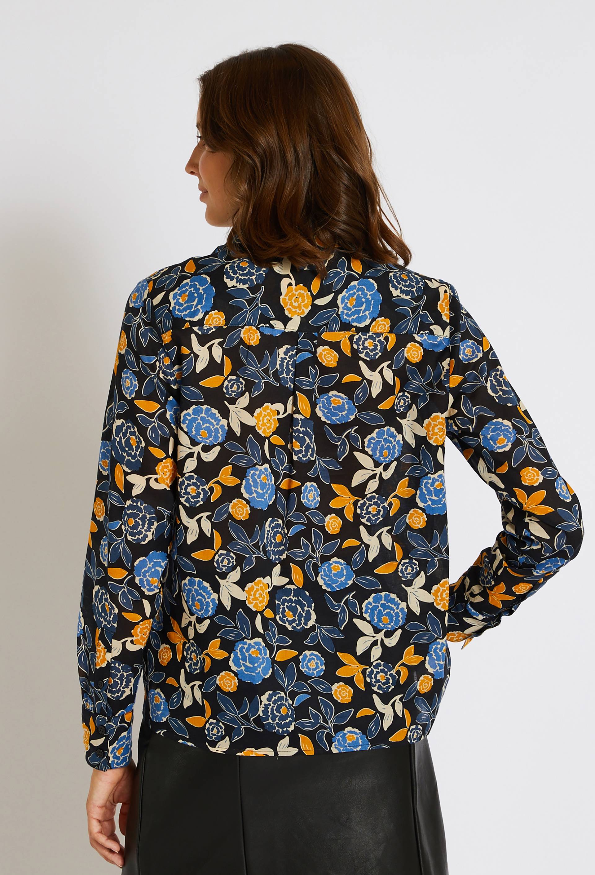 Chemise imprimée, Coton BIO, Bleu foncé, large image number 1.0