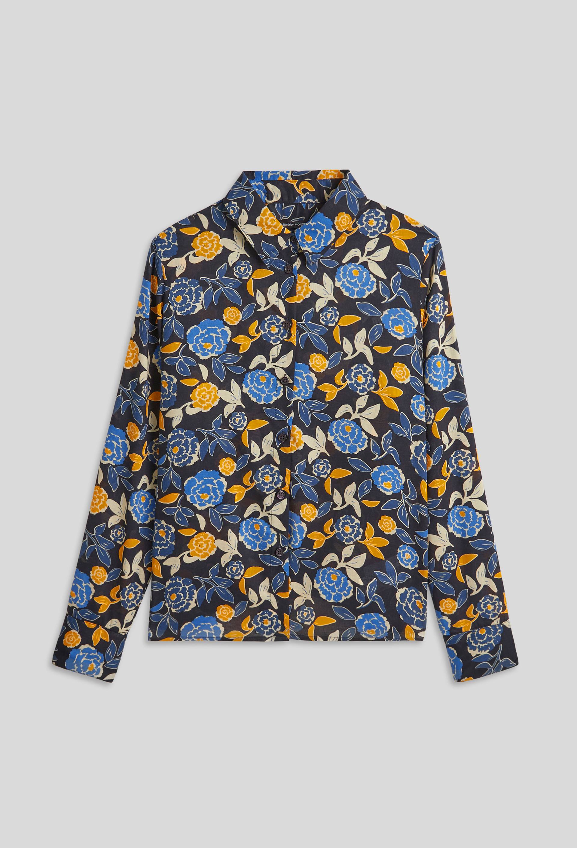 Chemise imprimée, Coton BIO, Bleu foncé, large image number 2.0