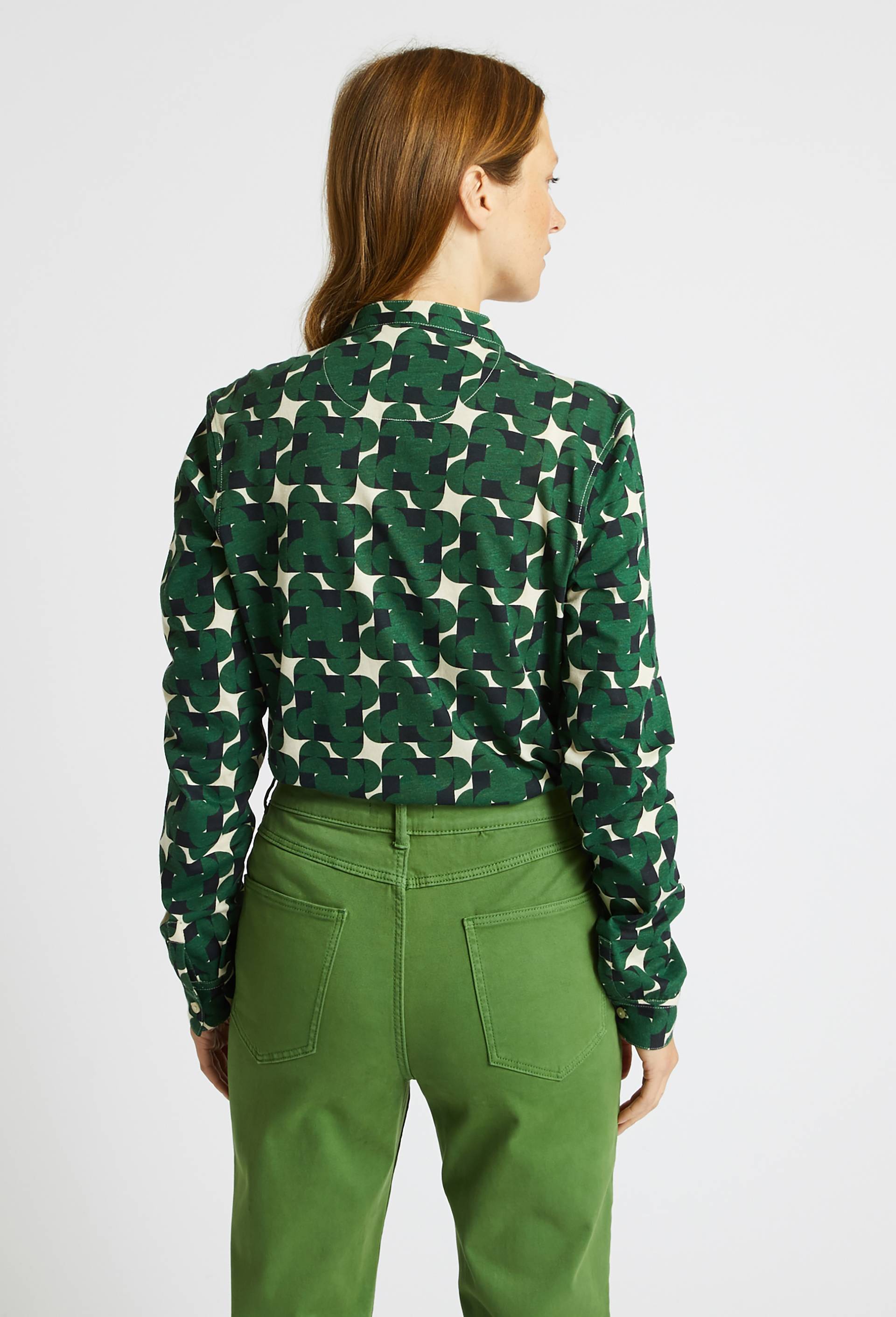 Chemise imprimée, en coton BIO, Vert foncé, large image number 1