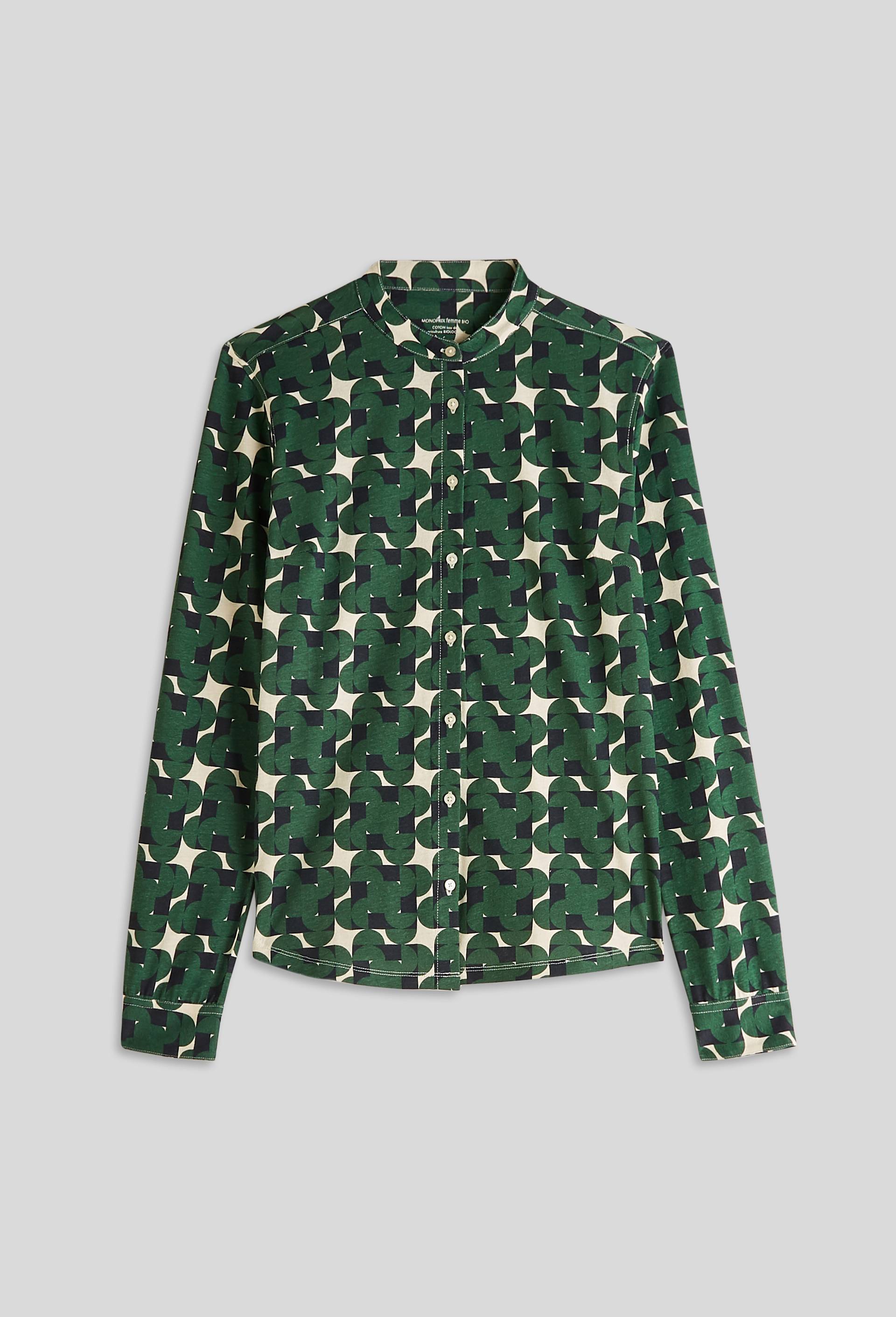 Chemise imprimée, en coton BIO, Vert foncé, large image number 2