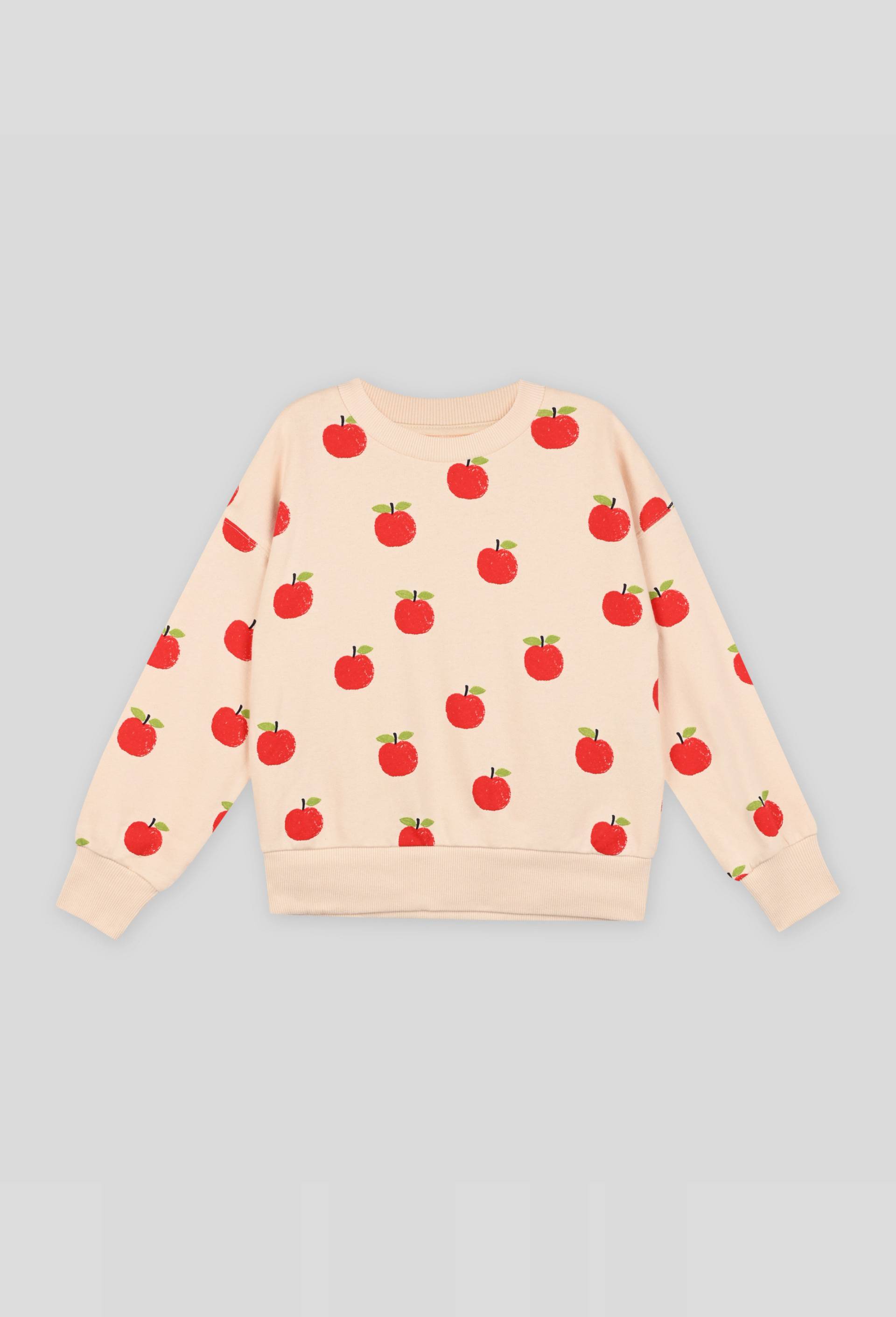 Sweat imprimé pommes, Coton BIO, Oeko-Tex, Beige clair, large image number 0