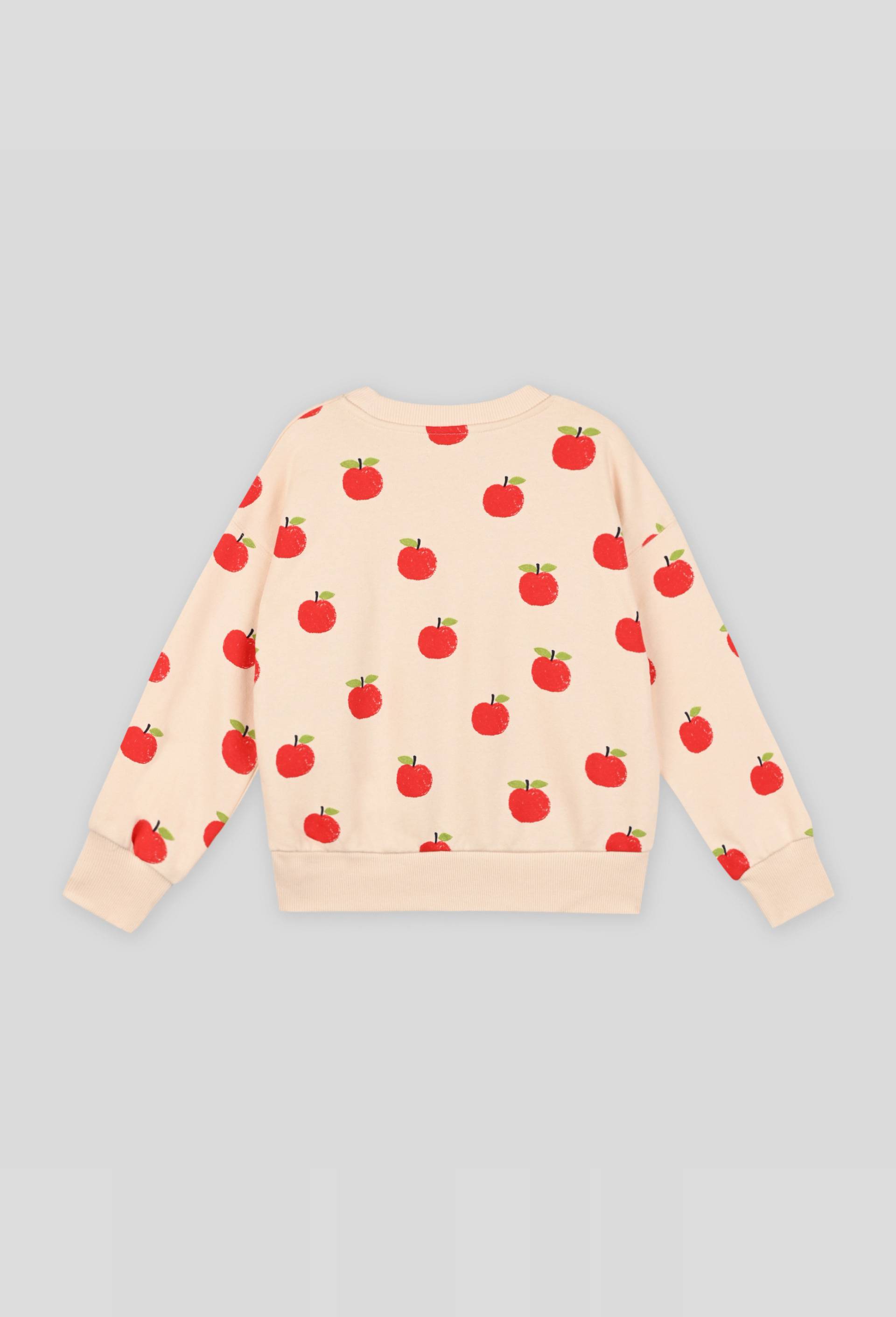 Sweat imprimé pommes, Coton BIO, Oeko-Tex, Beige clair, large image number 1