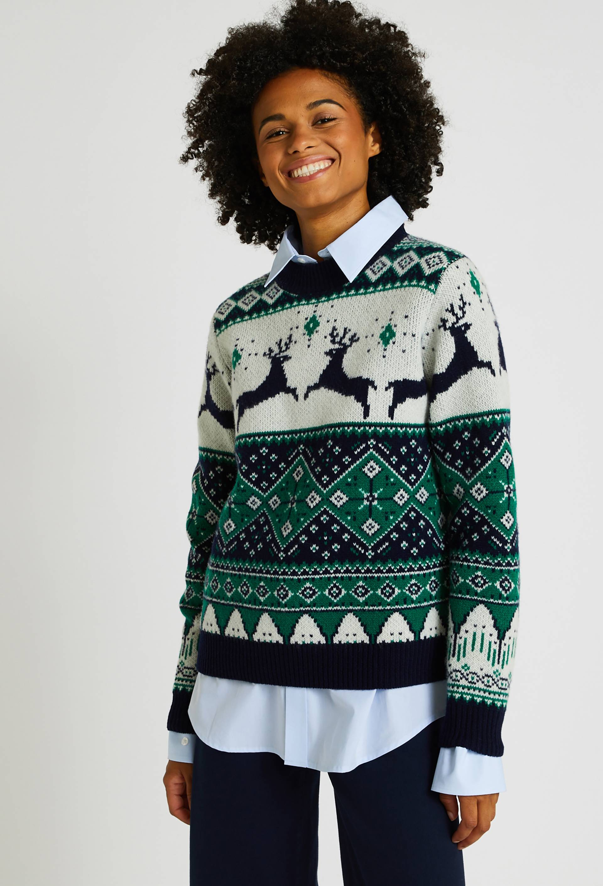 Pull Jacquard en laine, Ecru, large image number 0.0