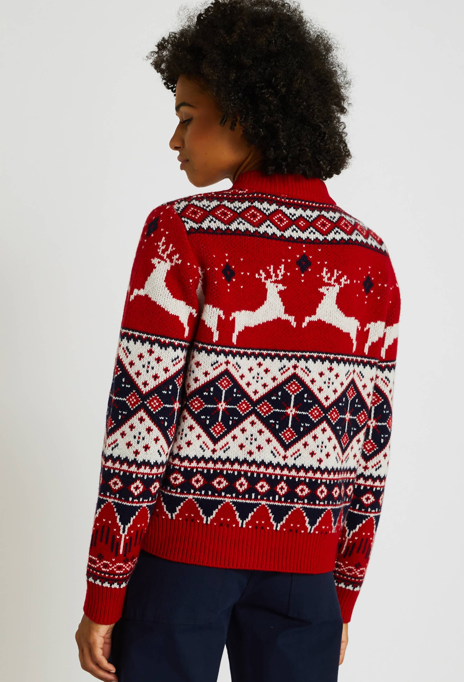 Pull Jacquard en laine, Rouge, large image number 1