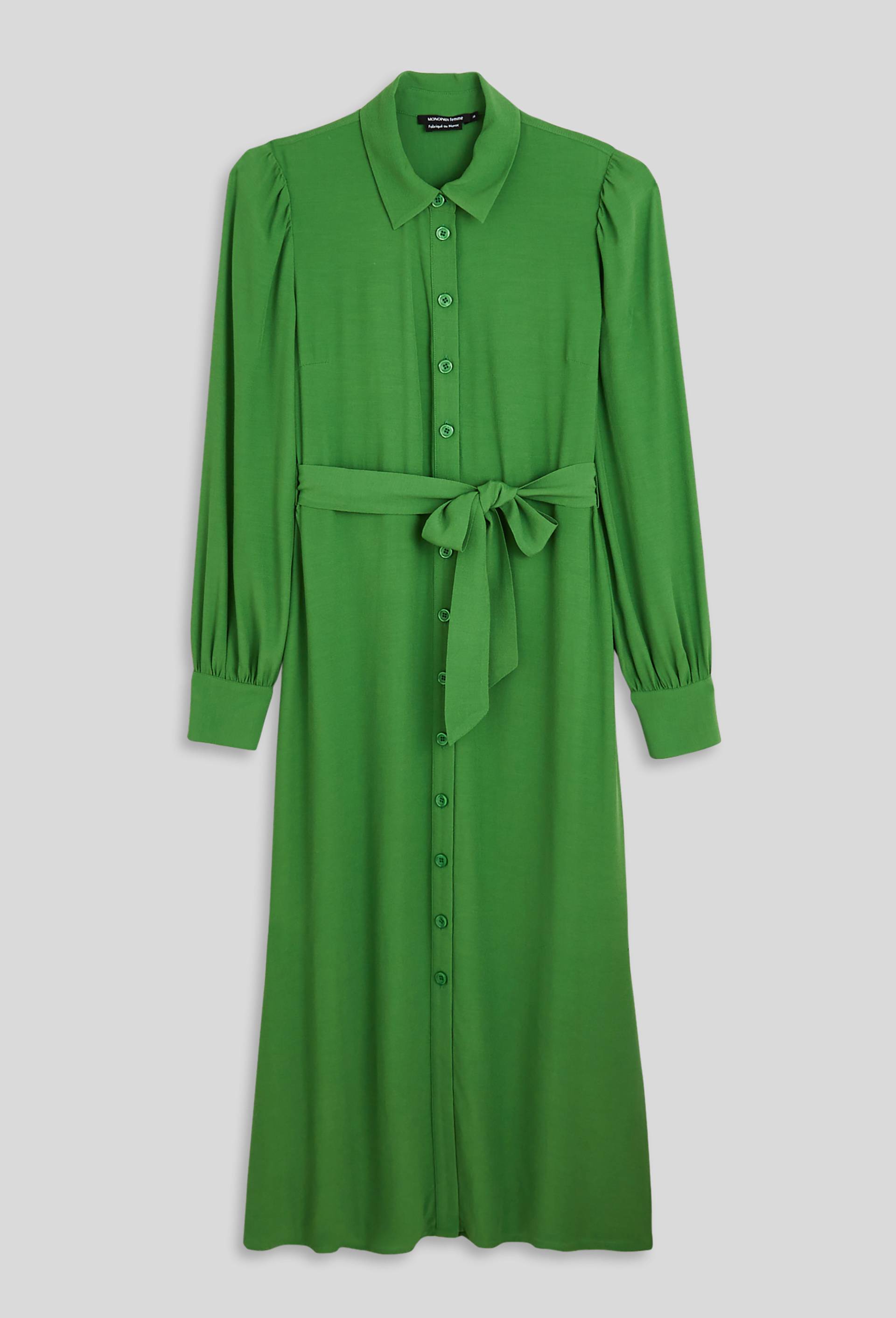 Robe chemise unie, Vert, large image number 2