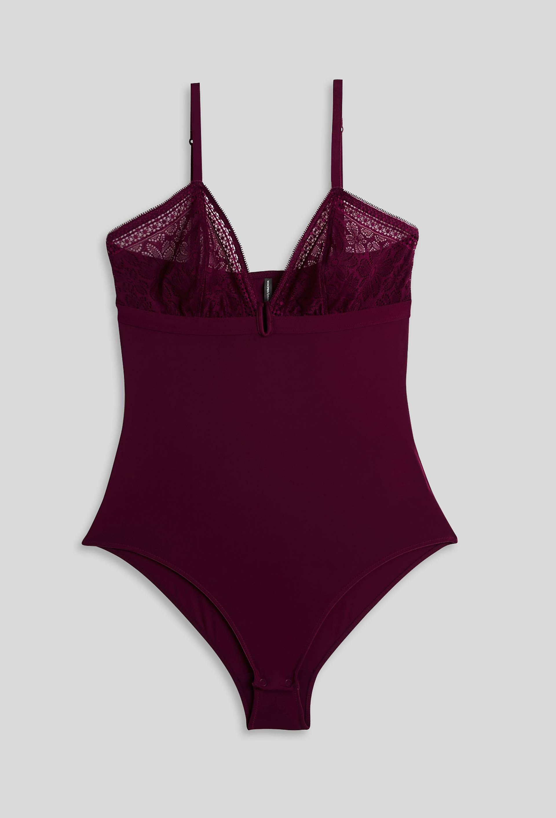Body HELENE en dentelle et microfibre, Oeko-Tex, Violet foncé, large image number 0.0