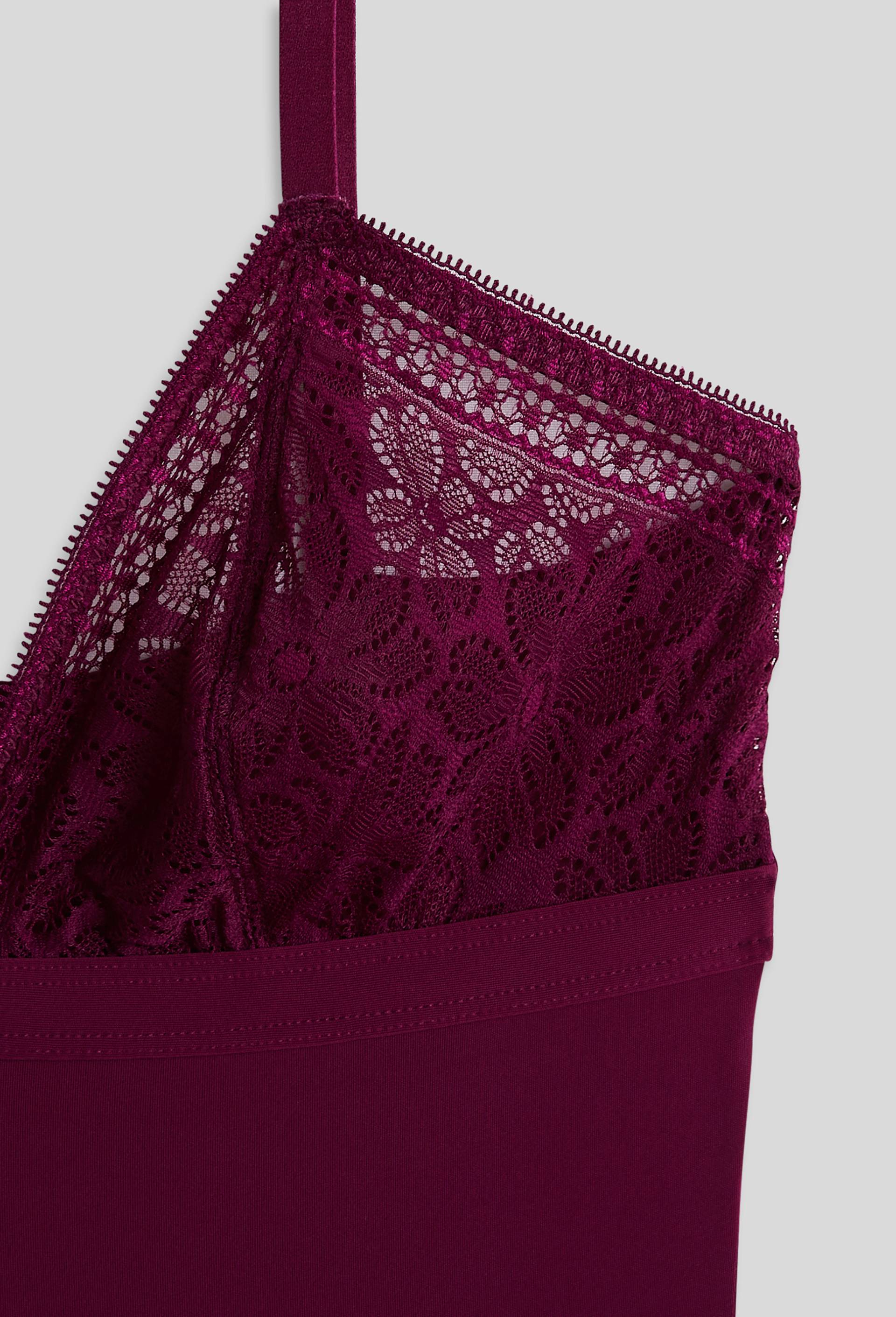 Body HELENE en dentelle et microfibre, Oeko-Tex, Violet foncé, large image number 2