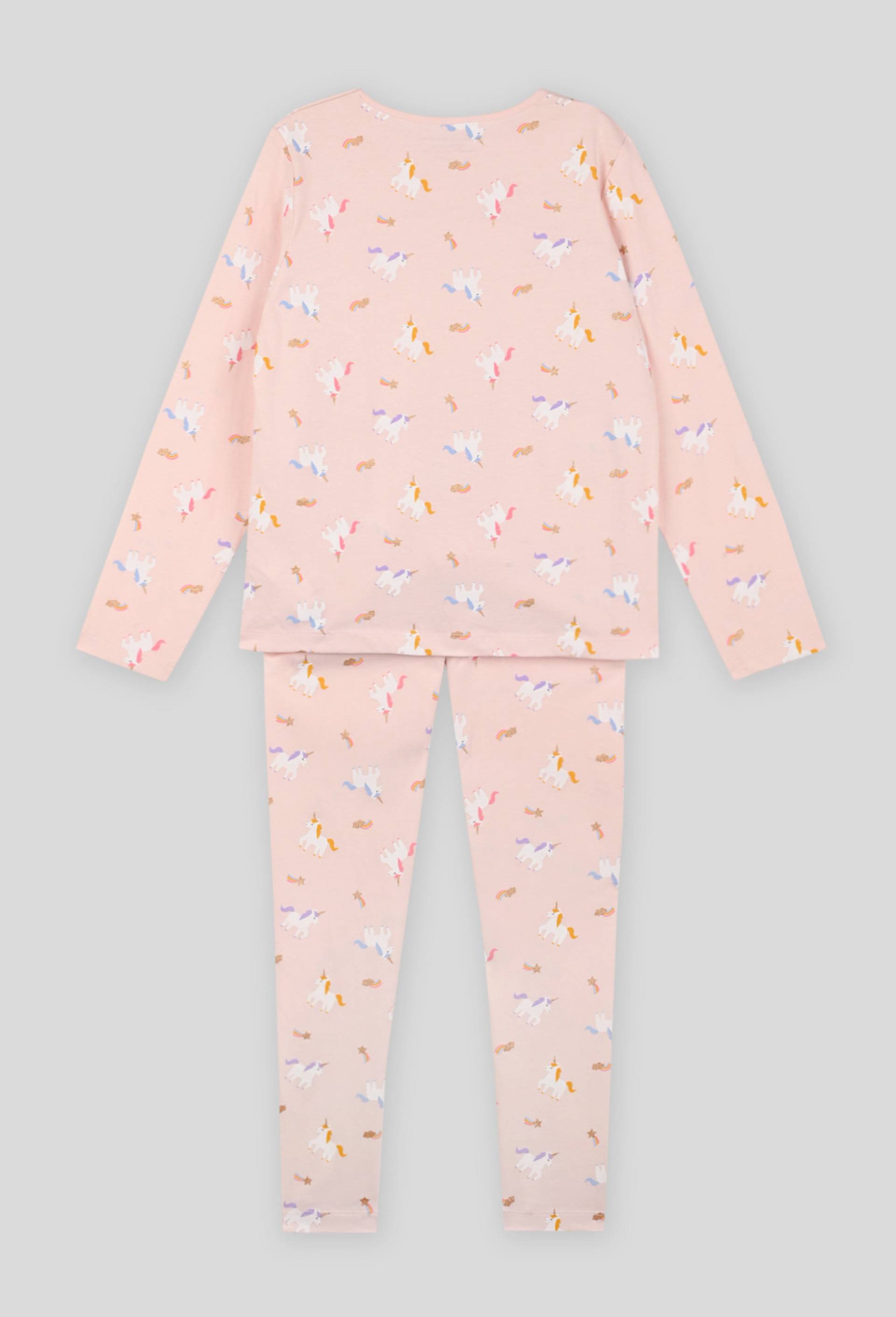 Pyjama long imprimé licornes en jersey, BIO, Rose clair, large image number 1