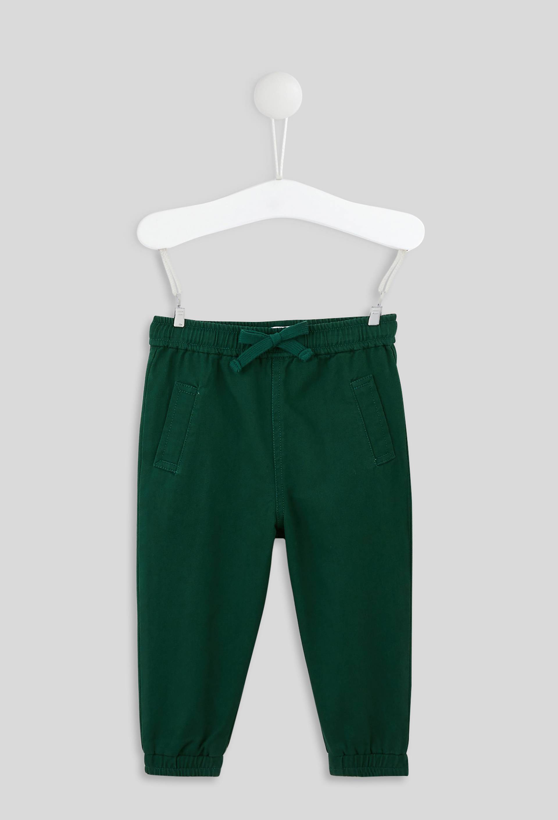Jogging en twill uni en coton, Oeko-tex, Vert foncé, large image number 0.0