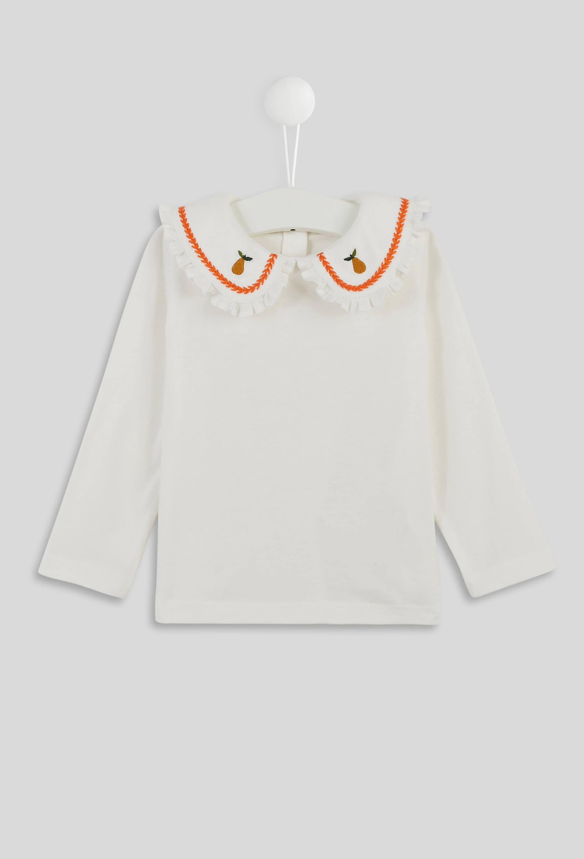 Blouse à col brodé en coton BIO, Oeko-Tex, Ecru, large image number 0