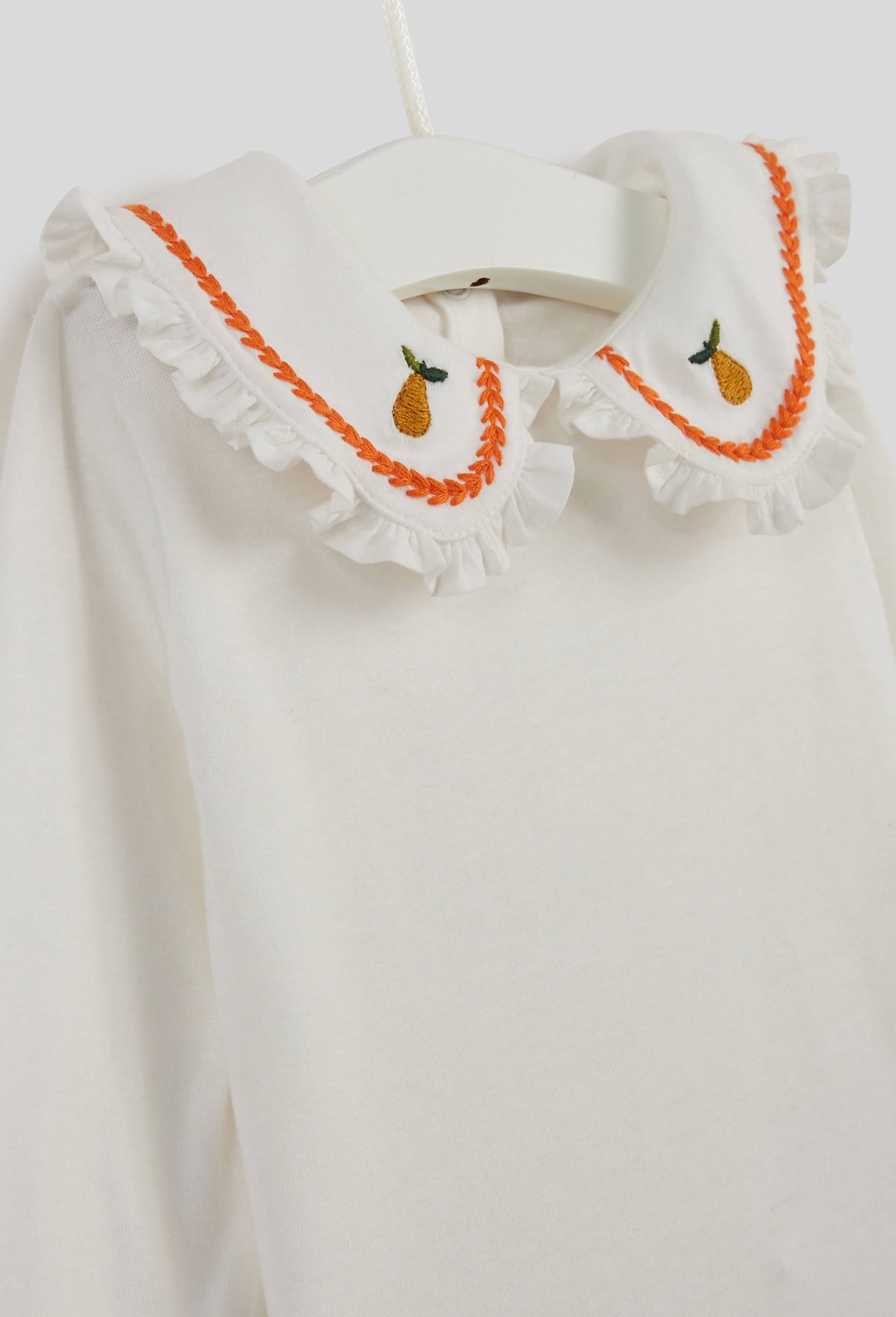 Blouse à col brodé en coton BIO, Oeko-Tex, Ecru, large image number 2