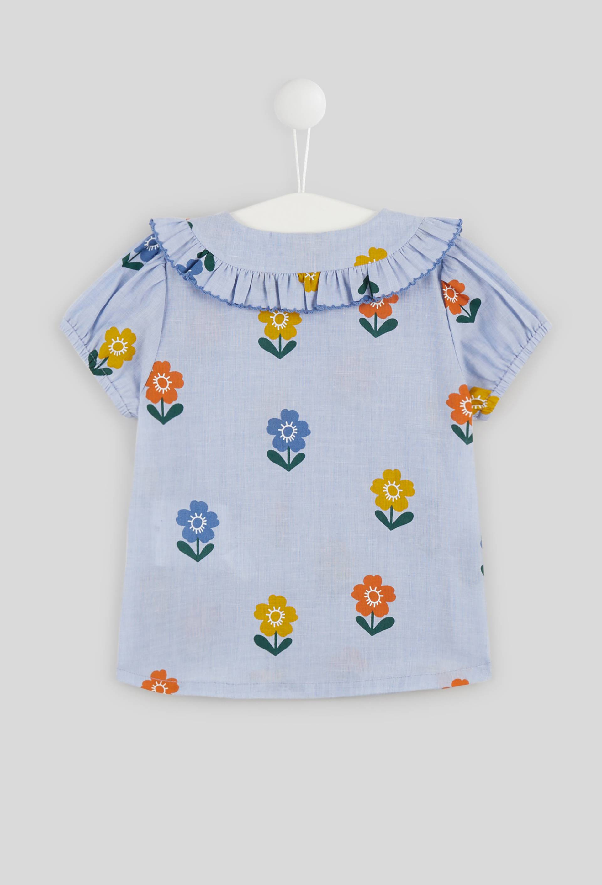 Blouse imprimée fleurs en coton BIO, Bleu, large image number 1