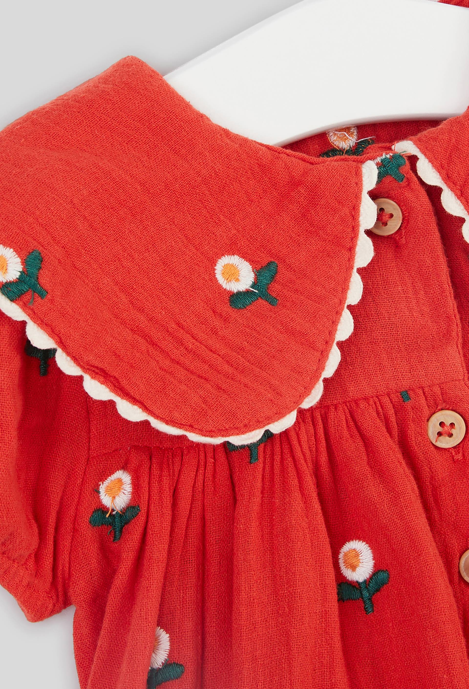 Robe avec bloomer brodée fleurs en coton BIO, Oeko-Tex, Orange, large image number 2