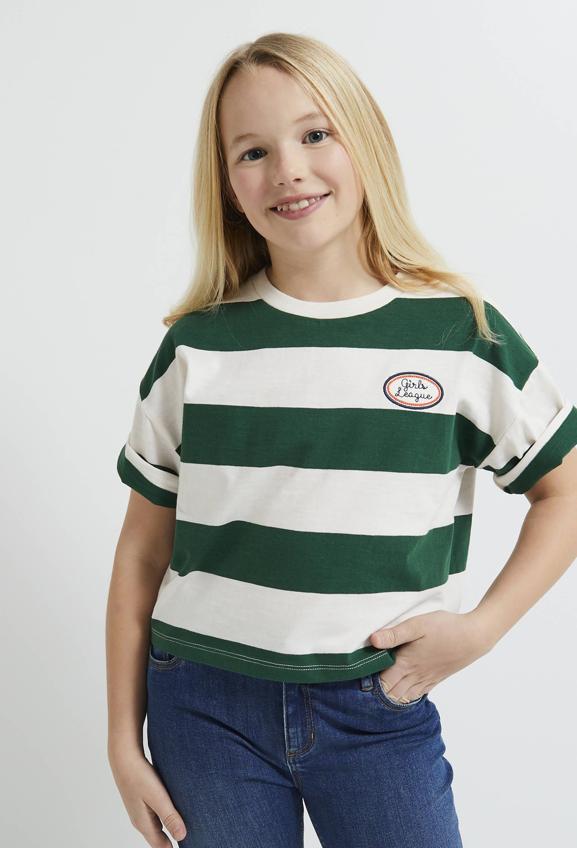 Teeshirt imprimé, Coton BIO, Vert foncé, large image number 0.0
